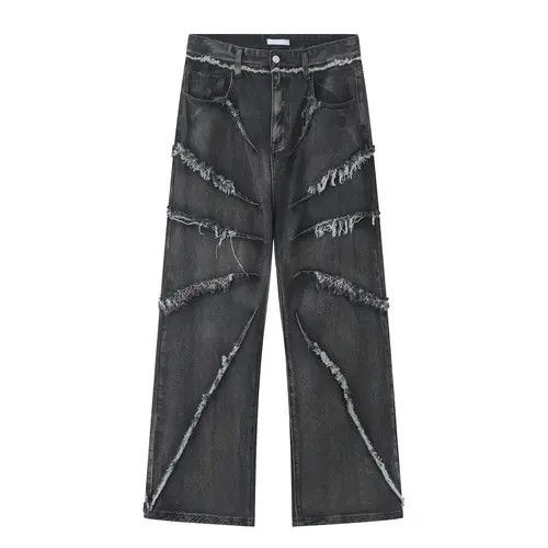 VIBE Fringed Shadow Baggy Denim Jeans Size US 33 - 1 Thumbnail