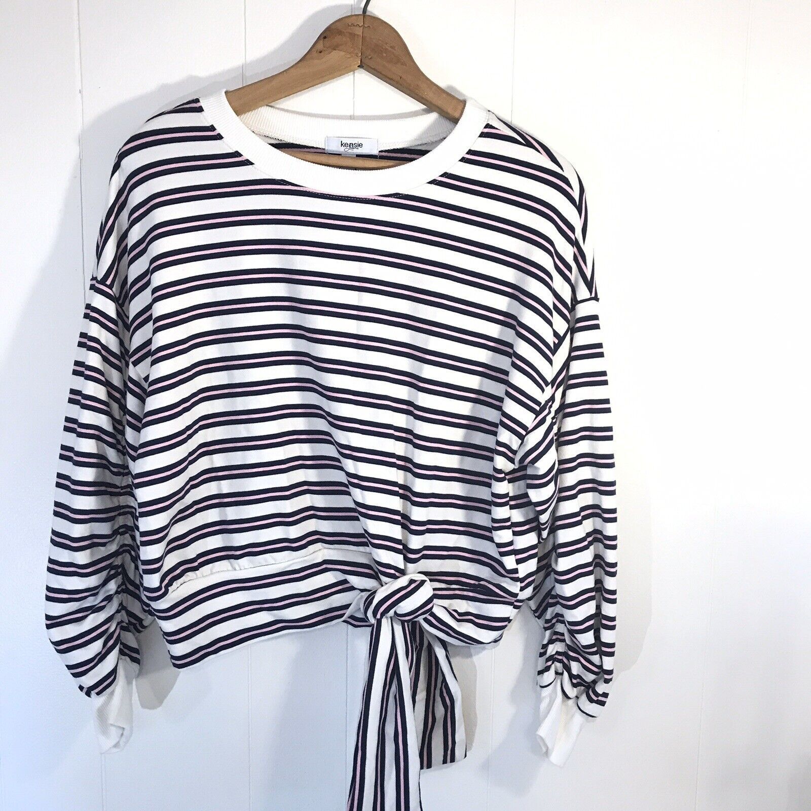 Other Kensie Striped Shirred 3/4 Sleeve Navy Pink Sweatshirt Small Size S / US 4 / IT 40 - 4 Thumbnail