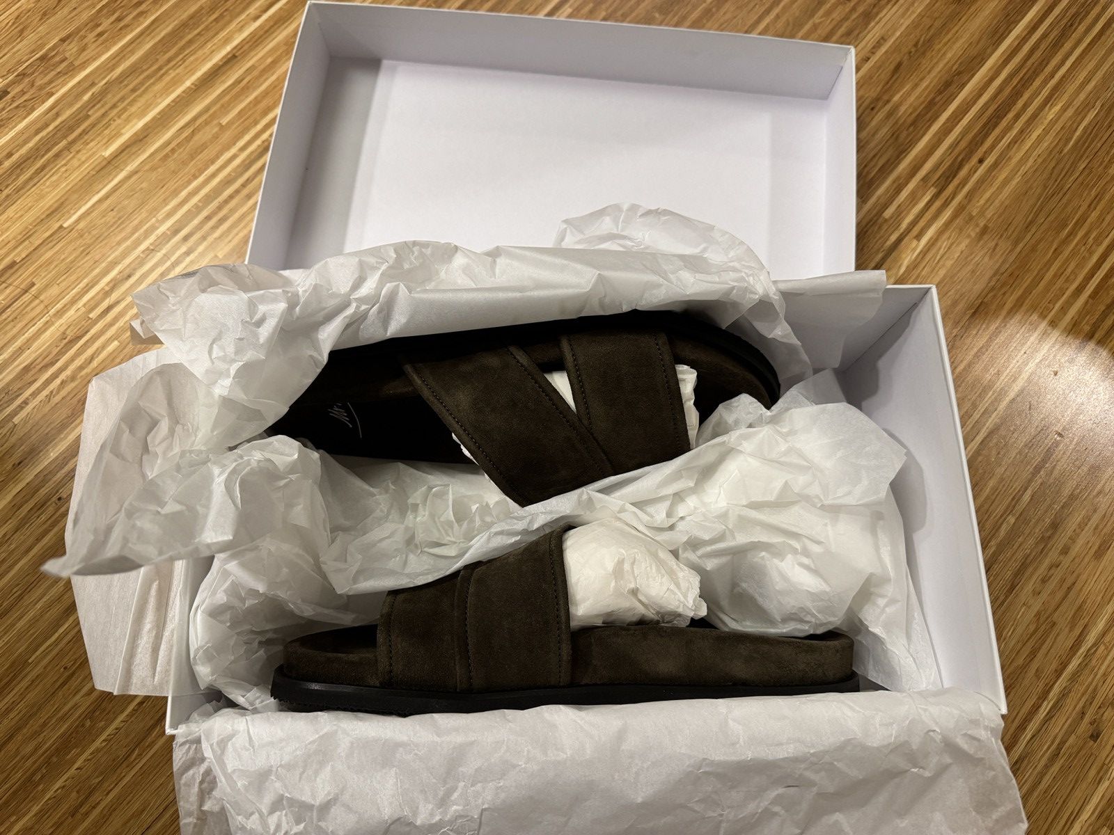 Mr P. Mr P. David Regenerated Suede Olive Sandals Size US 8.5 / EU 41-42 - 3 Thumbnail