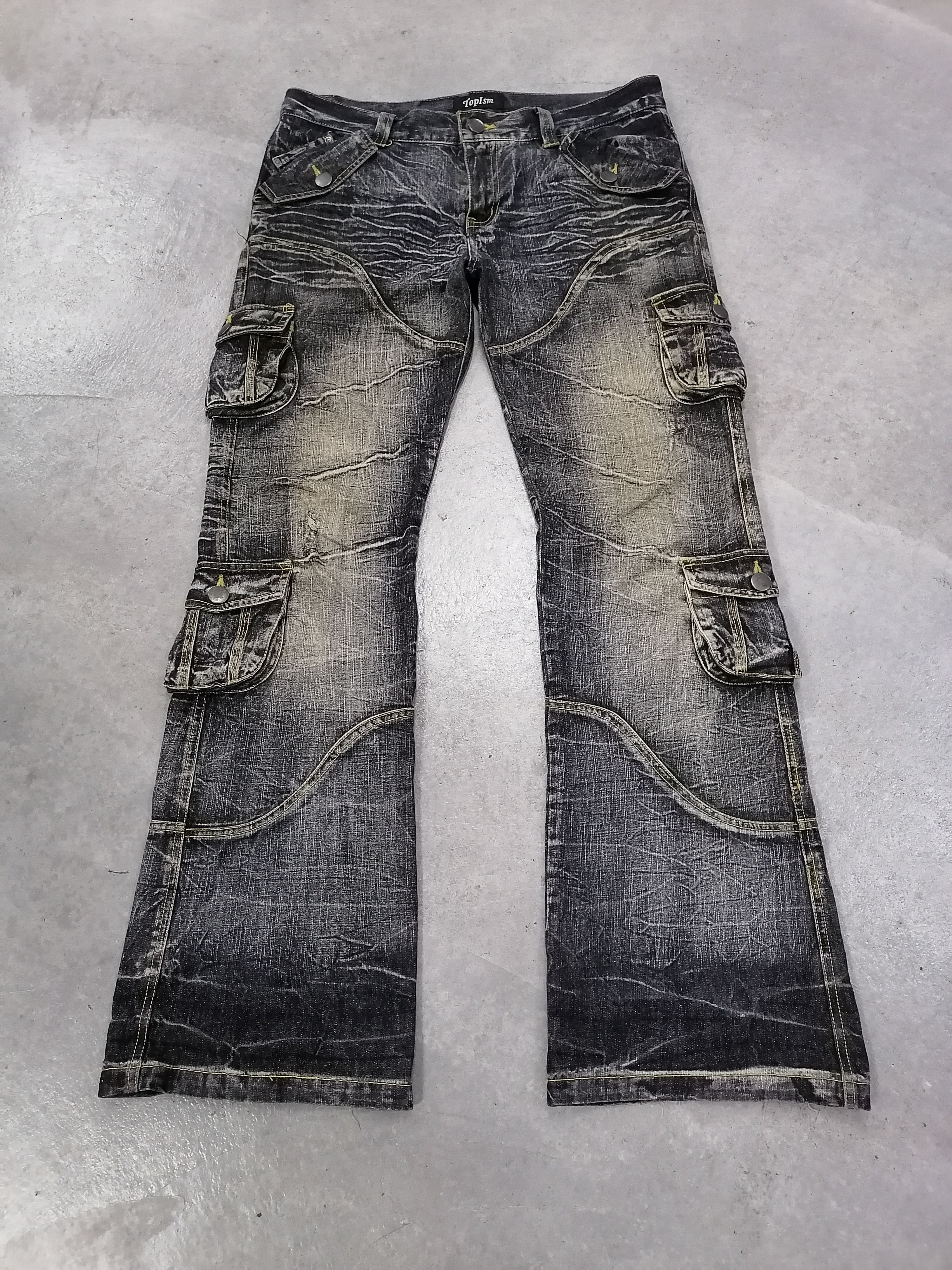 If Six Was Nine Super Flare Topism Claw Mark Multipocket Distressed Pants Size US 35 - 1 Thumbnail