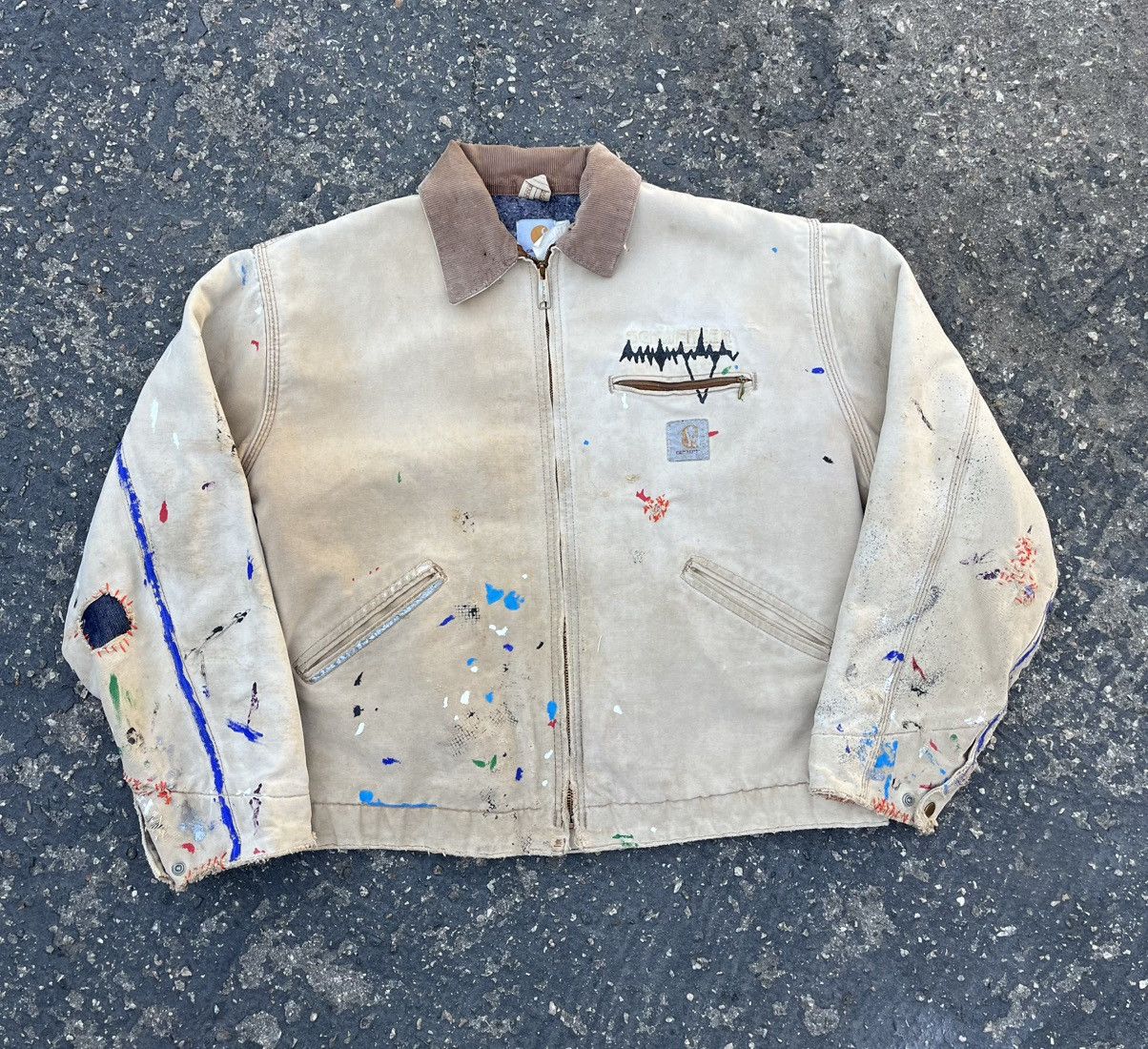 Vintage Carhartt Detroit Jacket Thrashed Distressed Sun Fade