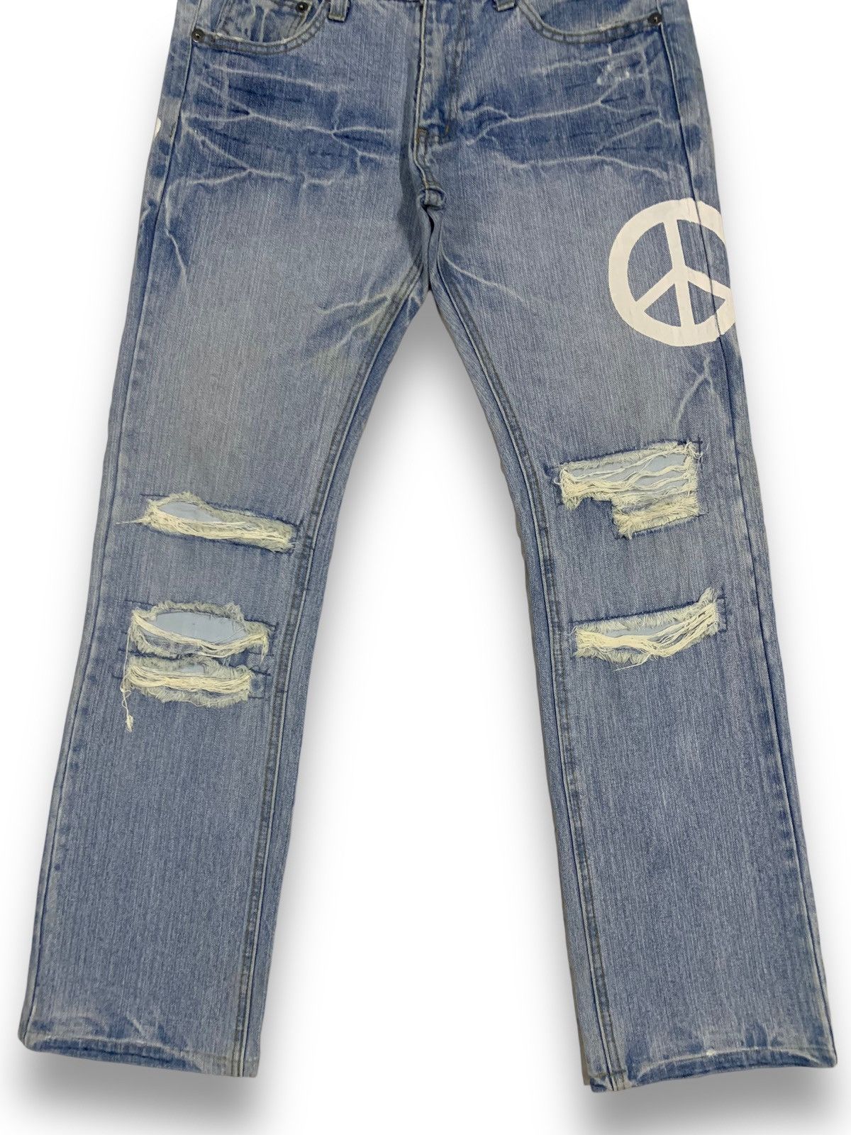 Hysteric Glamour Vintage Japanese Brand 420 Peace Spell Out Distressed Jeans Size US 31 - 10 Thumbnail