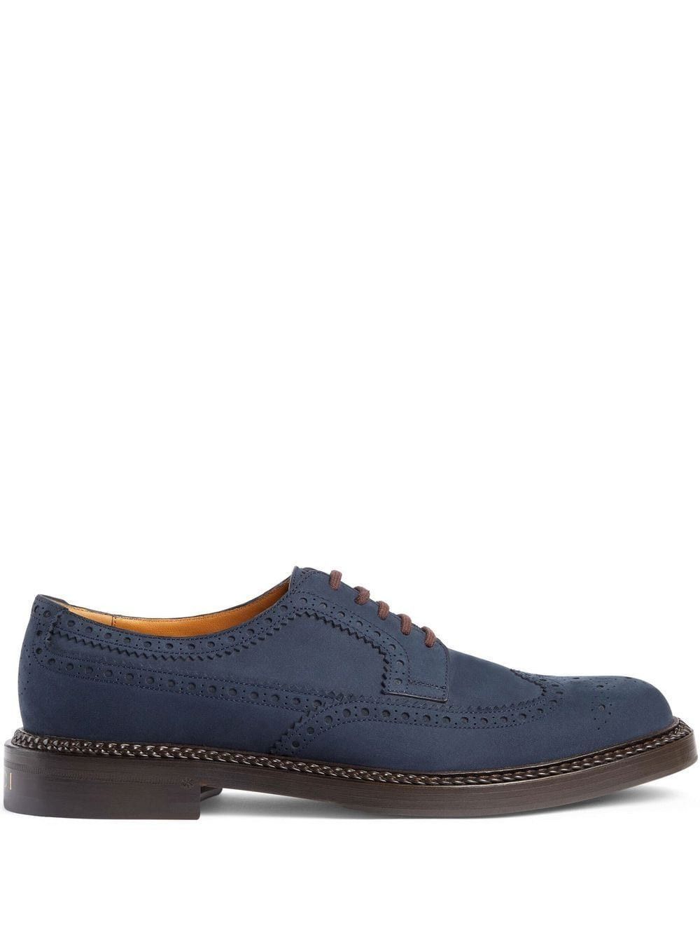image of Gucci Lace Up Brogue Shoes in Blue, Men's (Size 12)