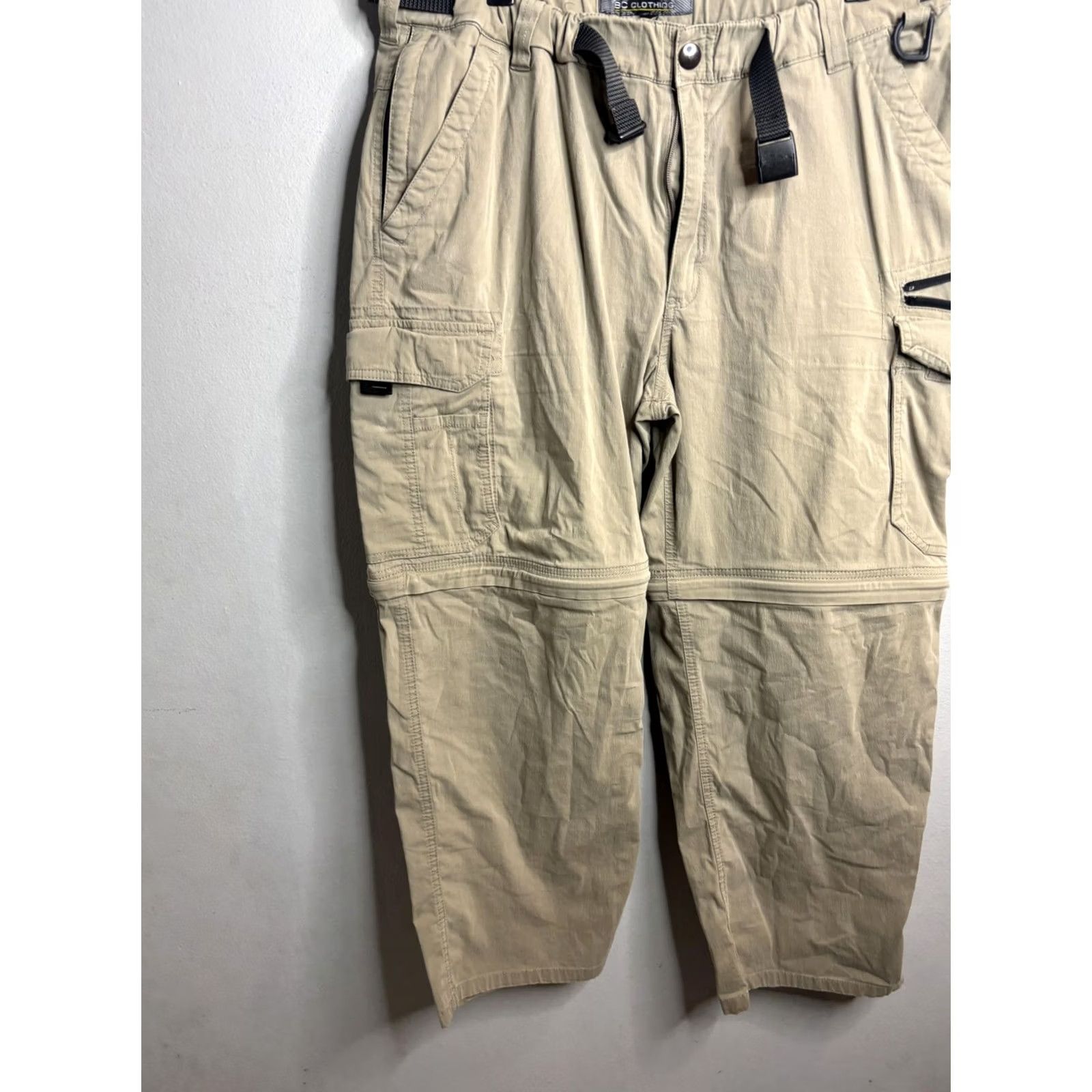 Vintage BC Clothing Cargo Pants Mens 38x30 Beige Zip Off Convertible Hiking Travel Belted Outdoor Size US 36 / EU 52 - 2 Thumbnail