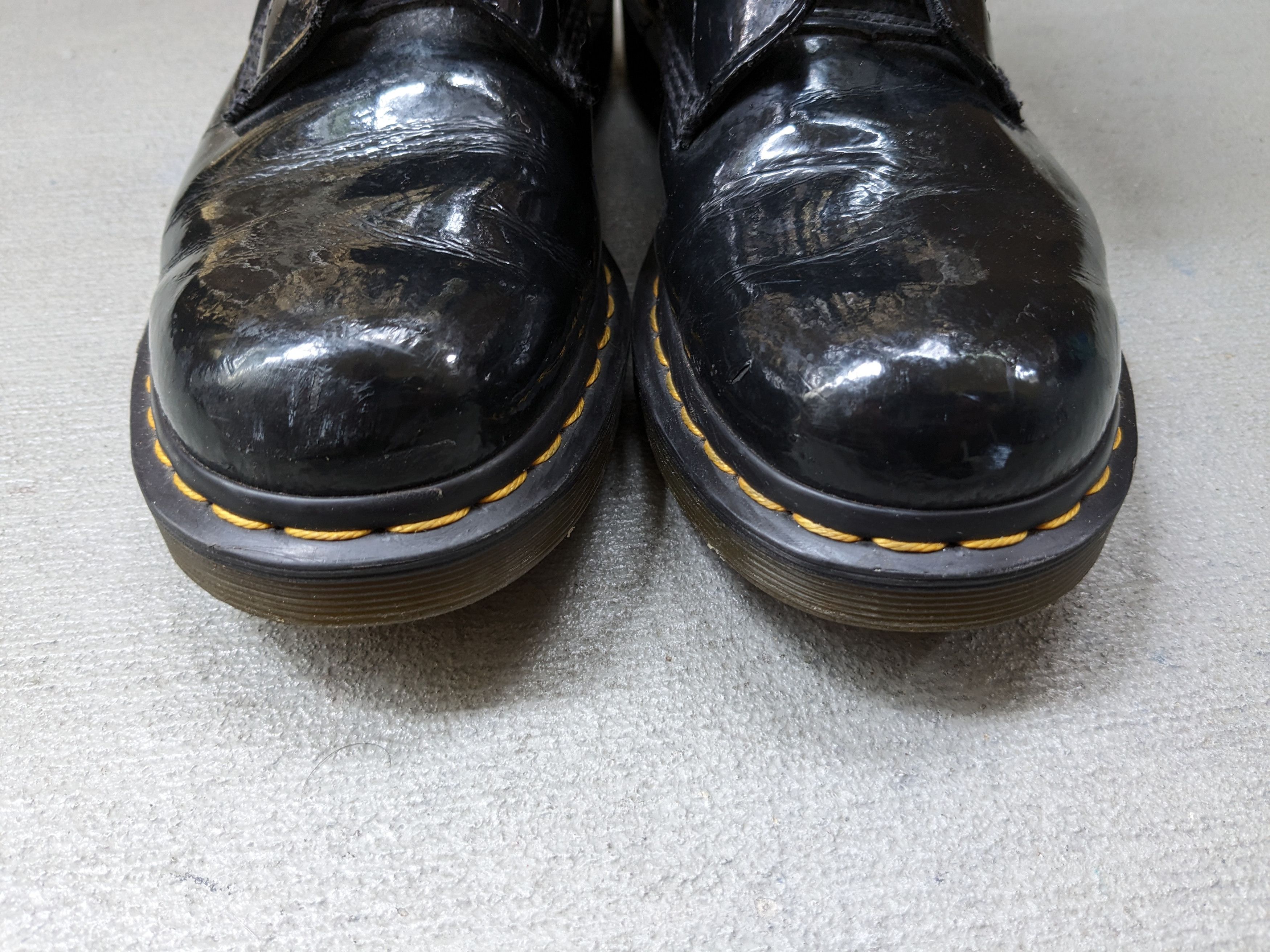 Dr. Martens × Genuine Leather Dr. Martens Boots Black Patent Leather 7 Lace Up Combat Size US 7 / EU 40 - 4 Thumbnail