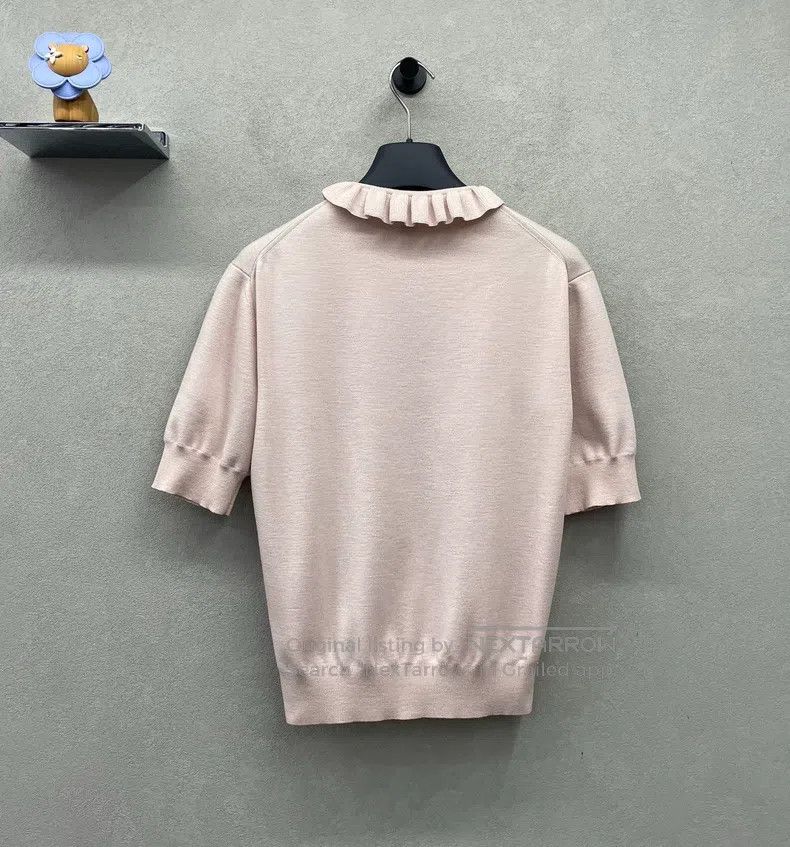 Louis Vuitton Louis Vuitton Nude Pink Ruffle Neck Knit Cardigan sweater Size S / US 4 / IT 40 - 2 Thumbnail
