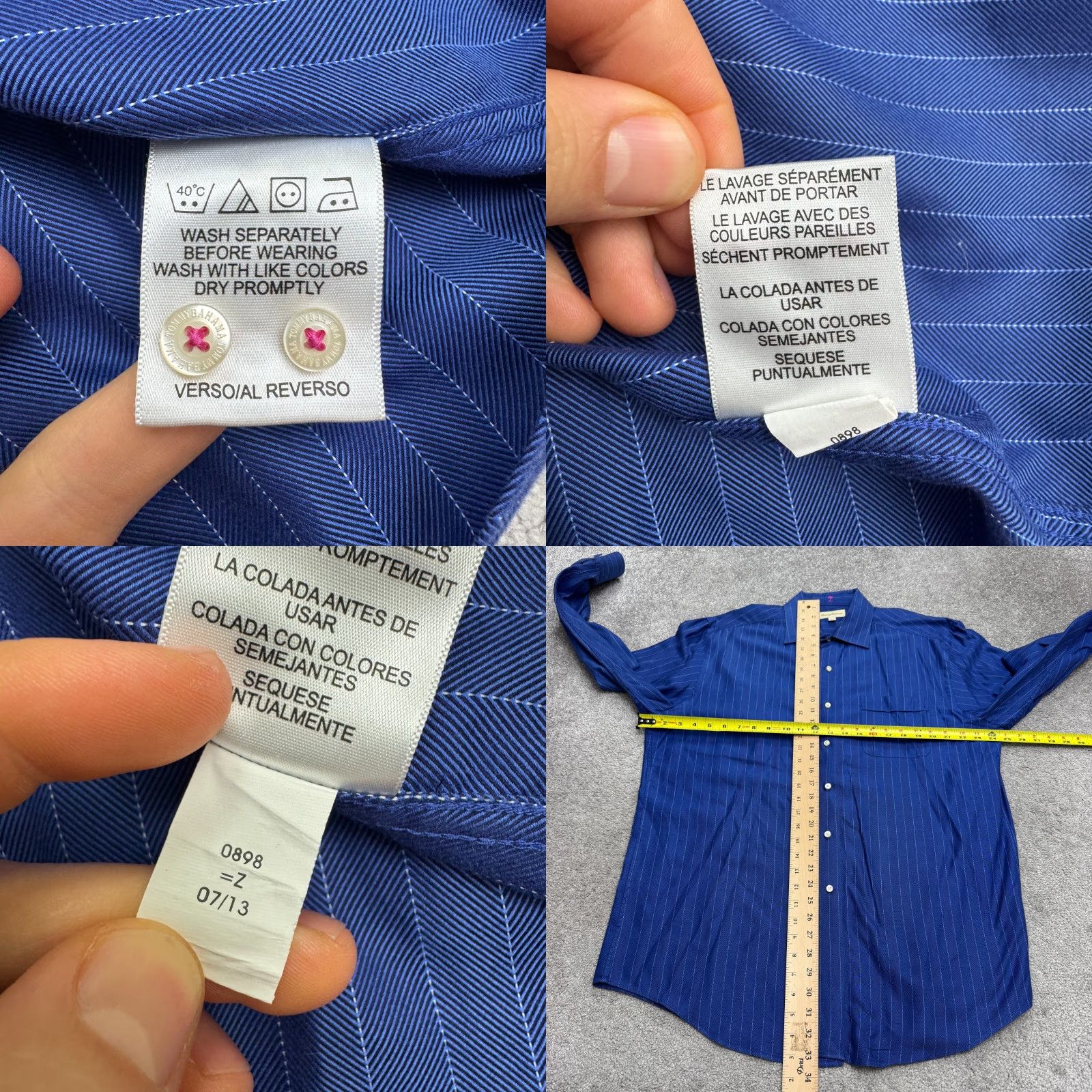 Tommy Bahama VINTAGE Tommy Bahama Button-Up Shirt Mens Regular Blue Striped Herringbone Classic 16.5 34/35 SS? Size US S / EU 44-46 / 1 - 8 Thumbnail