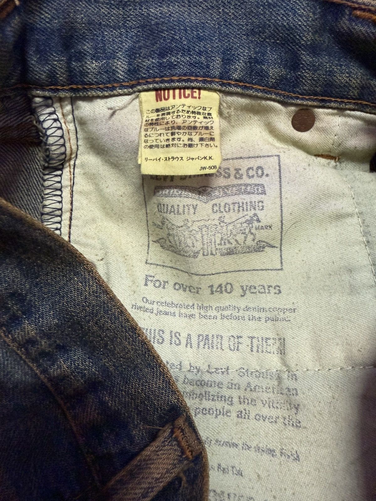 Levi's × Vintage Vintage 90s LEVIS 502 Big E LVC 60s Selvedge Mud Wash Jeans Size US 30 / EU 46 - 19 Thumbnail