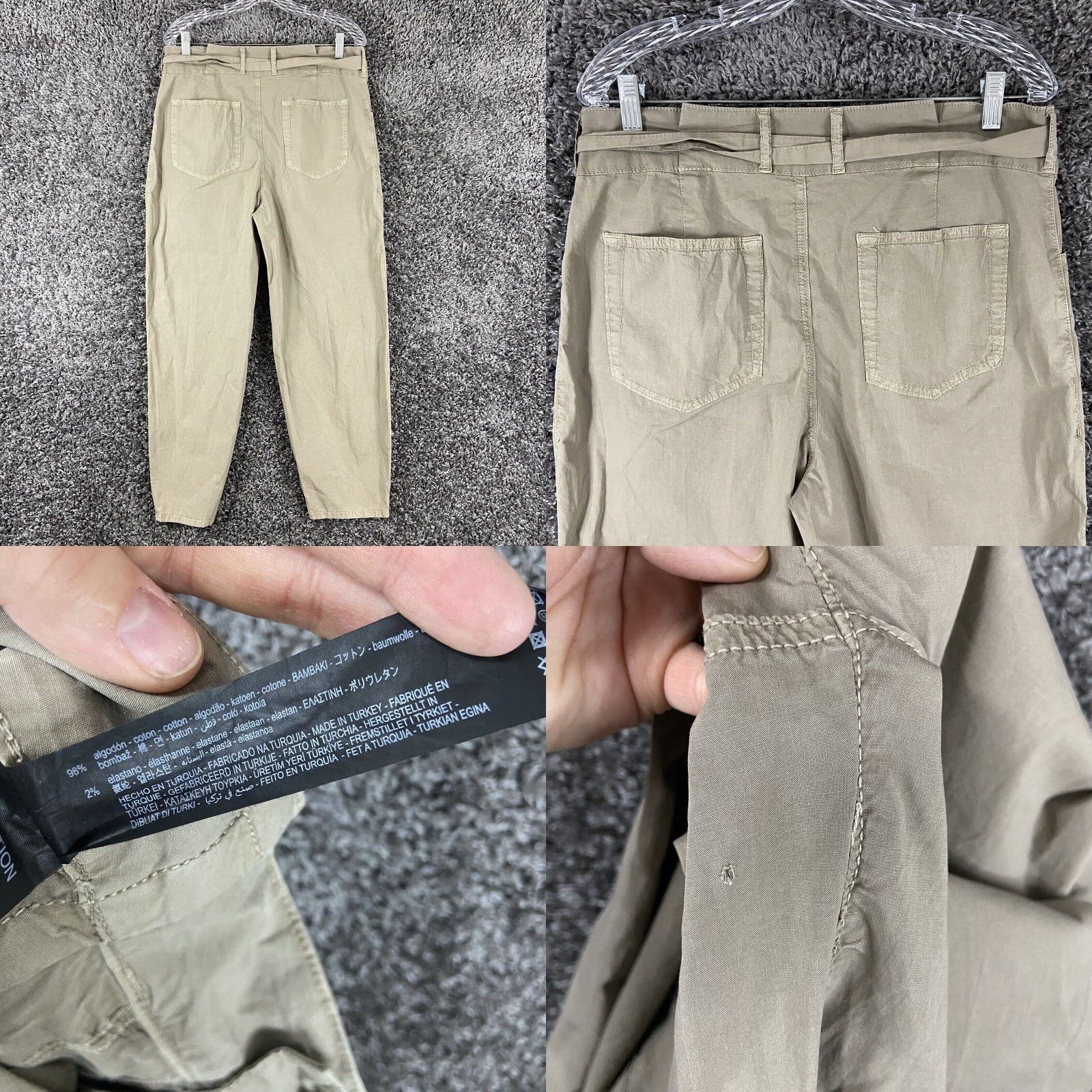 Zara VINTAGE Zara Beige Women's Chino Pants Large with Belt Pockets Size 36" / US 14 / IT 50 - 8 Thumbnail