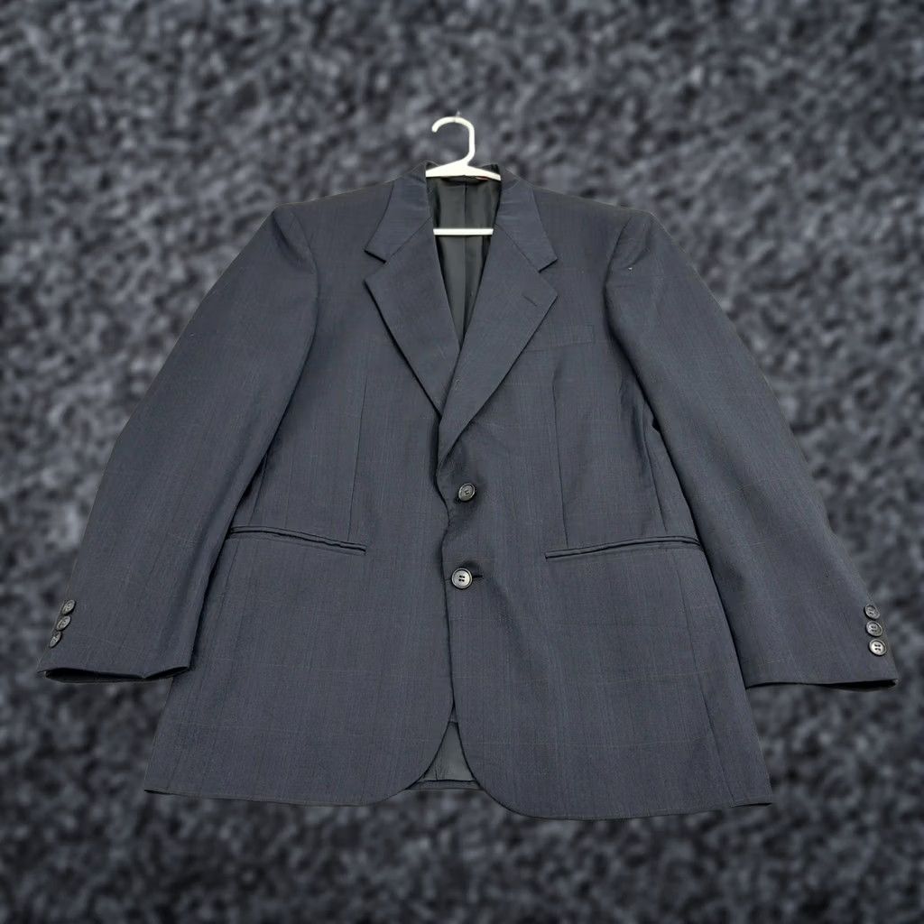 Vintage VINTAGE Botany 500 Blazer Mens Blue Windowpane Athletic Fit Two Button Blazer Wool 42 Regular Medium? Size 42R - 1 Thumbnail
