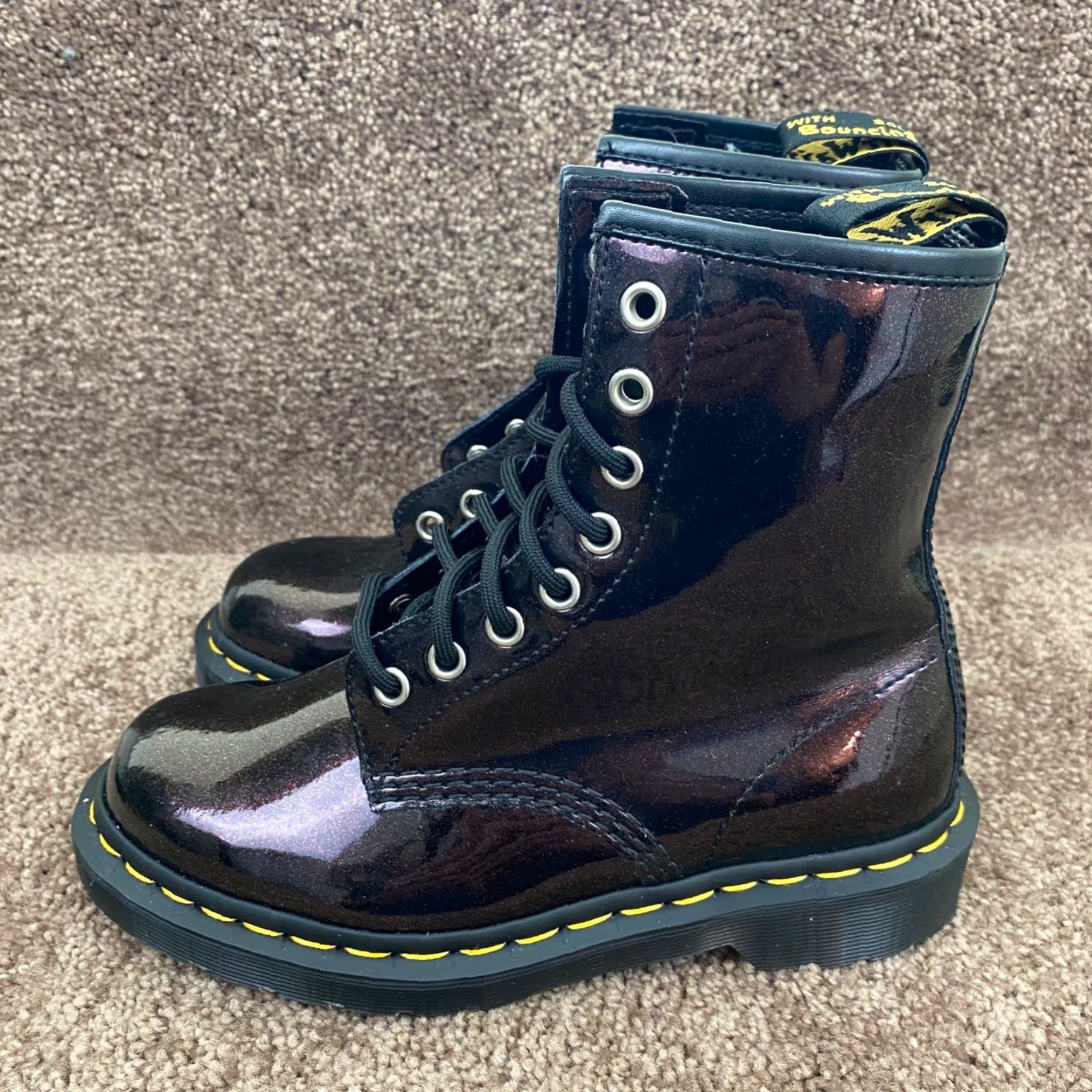 Dr. Martens Dr. Martens 1460 Boots Women Red Glitter 8 Eyelets Mid-Calf Lace Up US 5 Vintage No 7.5" Tall Leather Lining Faux Leather Busy? Size US 5 / IT 35 - 7 Thumbnail