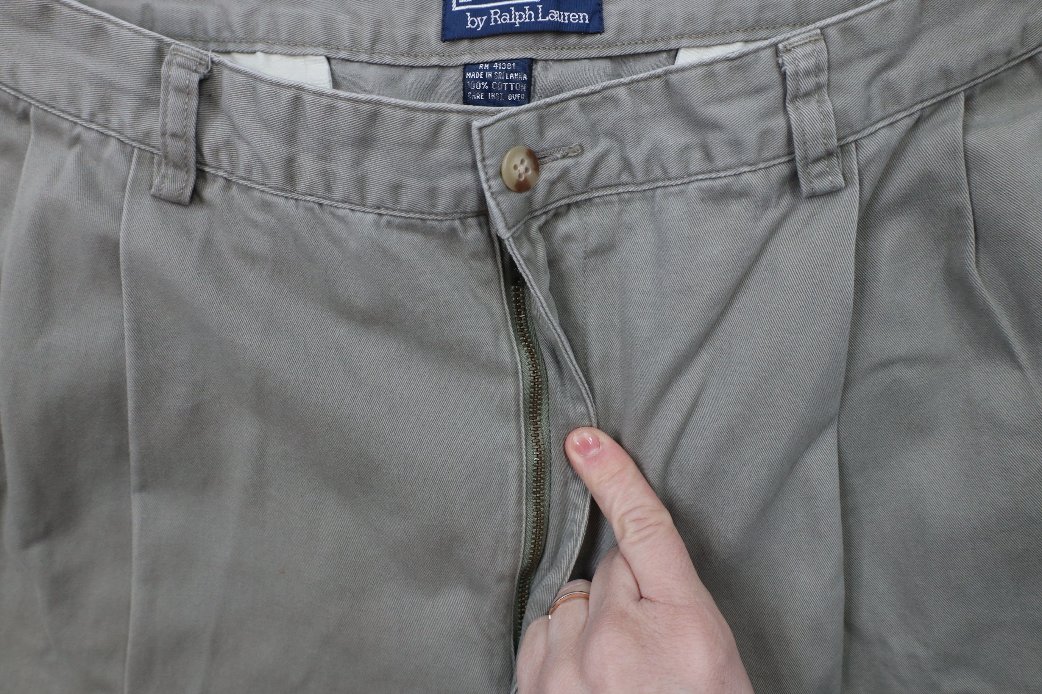 Ralph Lauren × Vintage Vintage 90s Ralph Lauren Wide Leg Chino Pants Green Gray Size US 34 / EU 50 - 7 Thumbnail