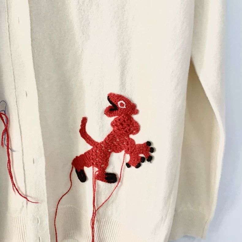 Loewe Loewe Logo embroidered wool knit cardigan Size M / US 6-8 / IT 42-44 - 4 Thumbnail
