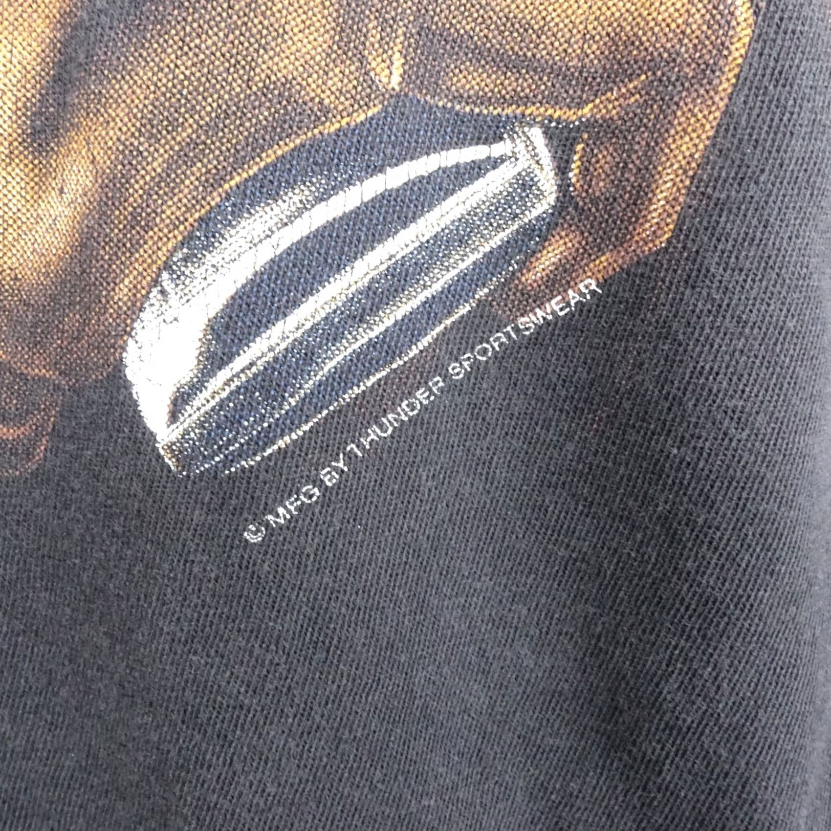 Vintage VINTAGE Thunder Sportswear T Shirt Black Wanted Skeleton Cowboy 3D Size L Mens Regular Cotton Graphic Tee 1990s Grunge Size US L / EU 52-54 / 3 - 3 Thumbnail