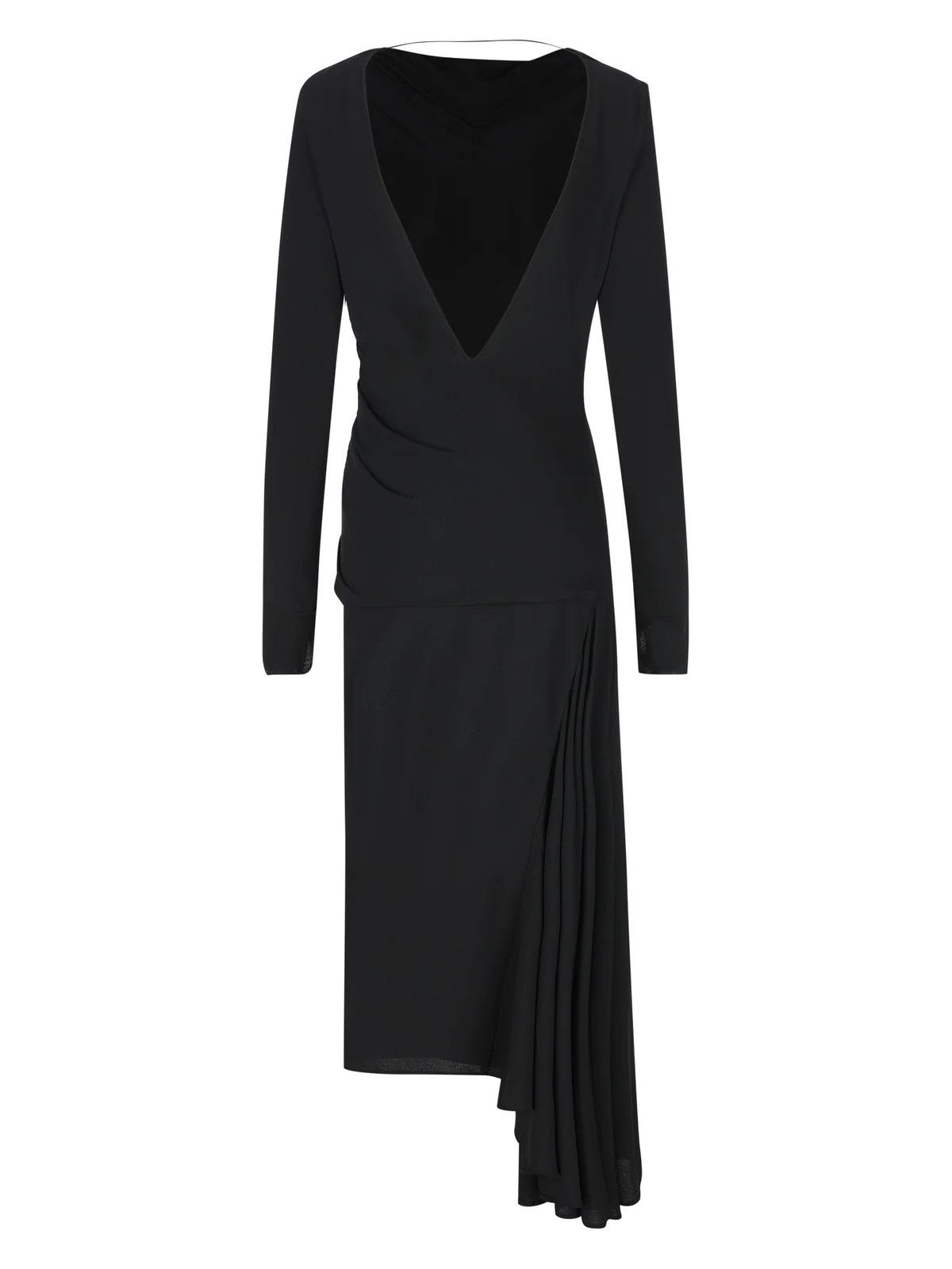 Givenchy o1srvl11e0325 Asymmetric Draped Midi Dress in Black Size M / US 6-8 / IT 42-44 - 2 Thumbnail