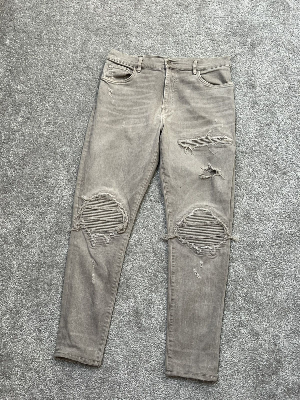 Amiri Amiri Mx-1 Grey Skinny Jeans With Patches Size 36 Size US 36 / EU 52 - 4 Thumbnail