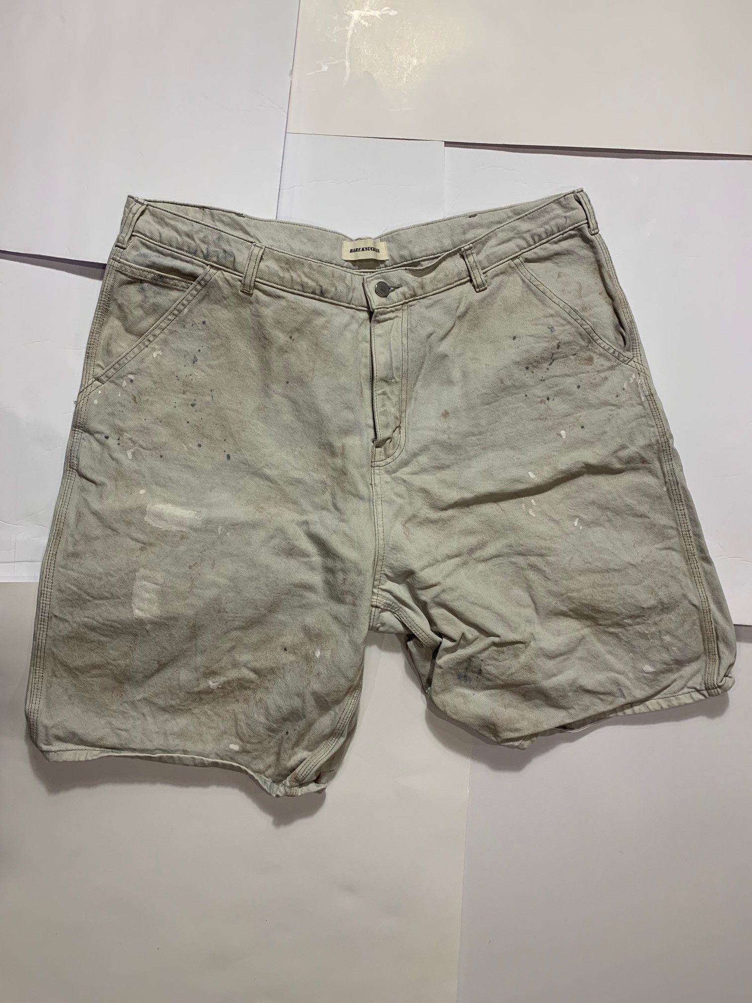 Bare Knuckles Tommy Denim Shorts Jean Jorts Morrison Wash Paint Splatter Size US 38 / EU 54 - 2 Thumbnail