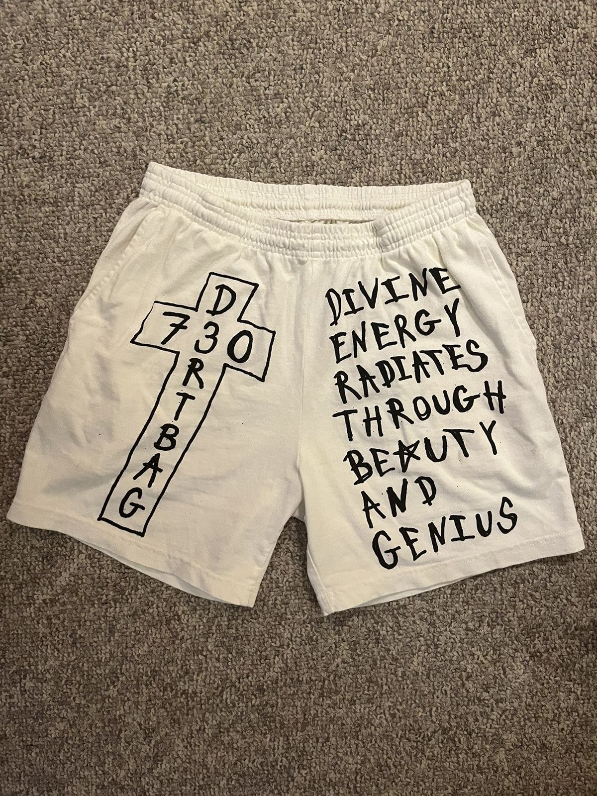 image of Asspizza Dertbag Small Shorts in Offwhite, Men's (Size 28)