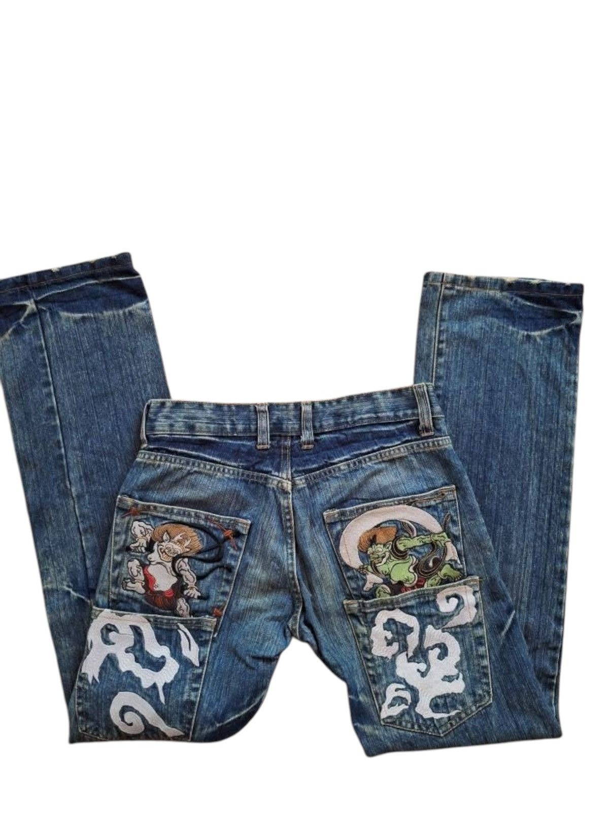 Other Japanese Sukajan Denim Double Pocket Embroidery Jeans Size US 31 - 3 Thumbnail