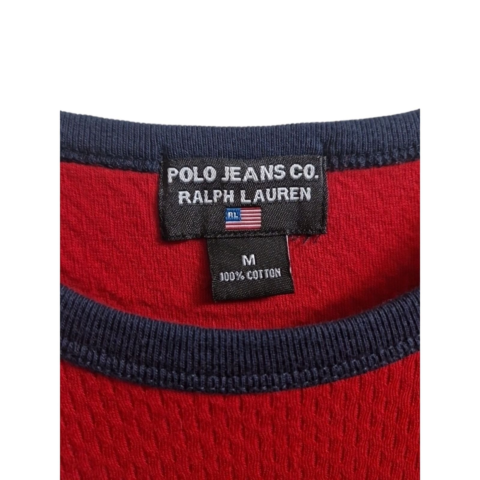 Polo Ralph Lauren Polo Jeans Co. Ralph Lauren Red T-Shirt Men's M Navy Trim Size US M / EU 48-50 / 2 - 3 Thumbnail