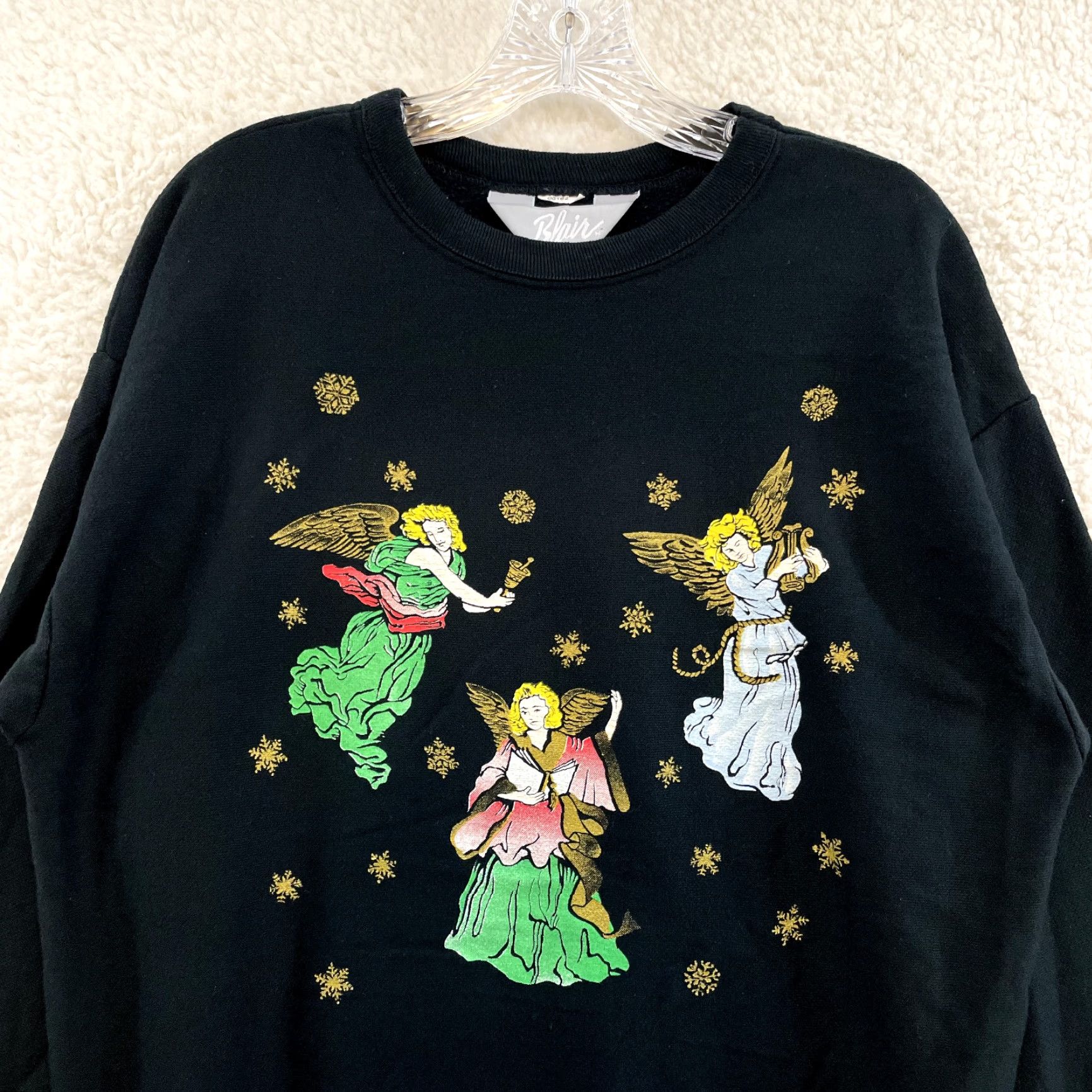 Blair VINTAGE Christmas Sweater Large Angels Holiday Sweatshirt Crewneck Pullover Size L / US 10 / IT 46 - 3 Thumbnail