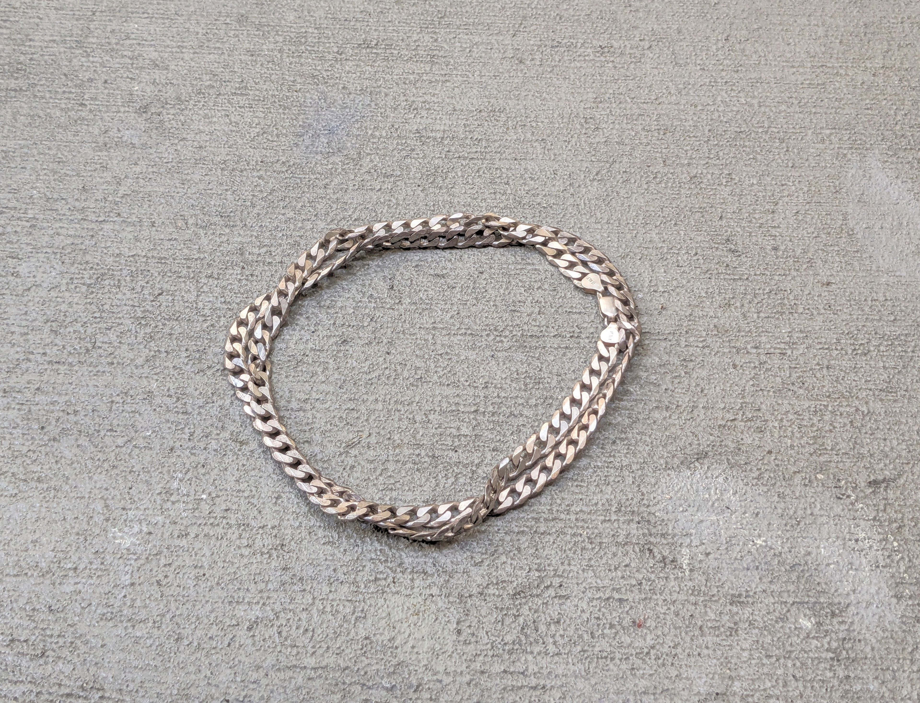 Jewelry Vintage Sterling Silver Necklace Cuban Curb 30" Italy Chain Size ONE SIZE - 1 Thumbnail