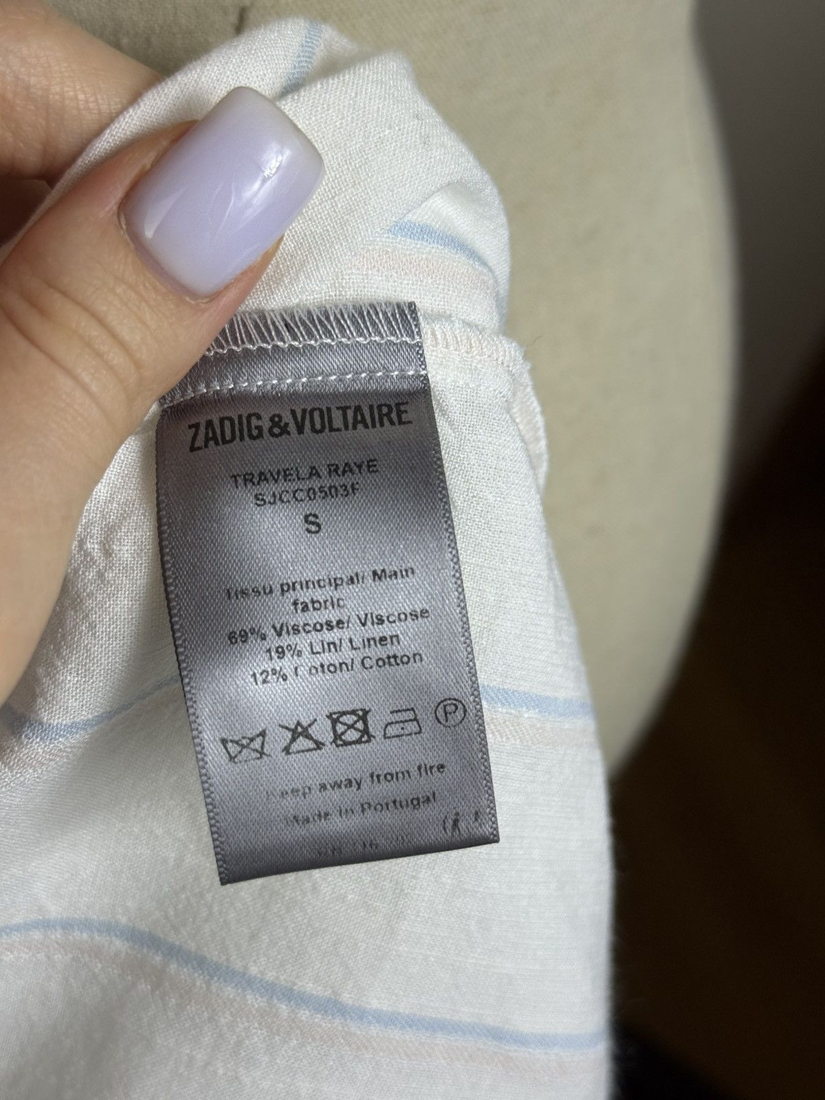 Zadig & Voltaire Zadig & Voltaire Striped Linen Blend Shirt Back Logo Size S / US 4 / IT 40 - 7 Thumbnail