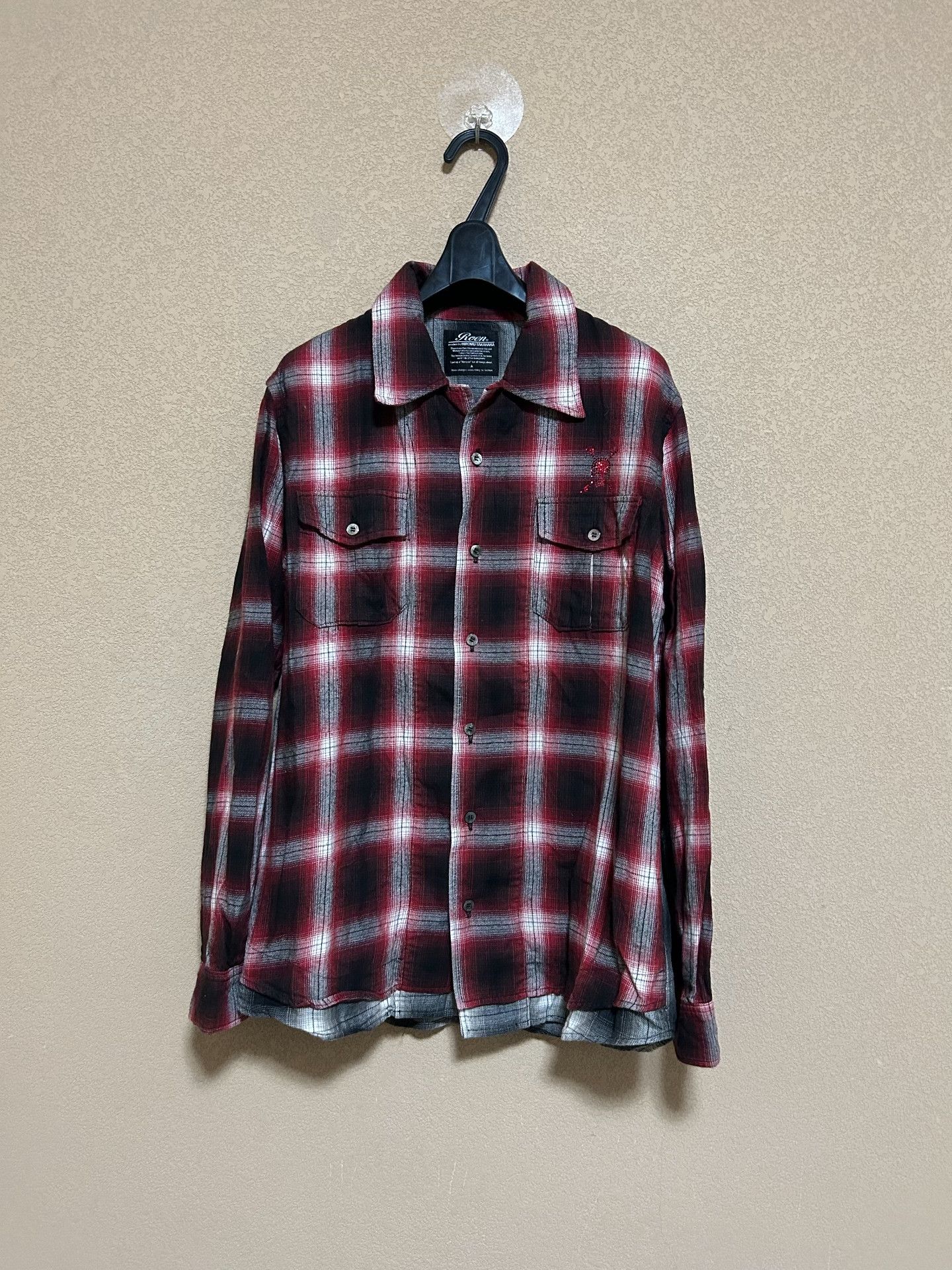Roen Roen Red Rhinestone Skull Plaid Shirt Size US M / EU 48-50 / 2 - 1 Thumbnail