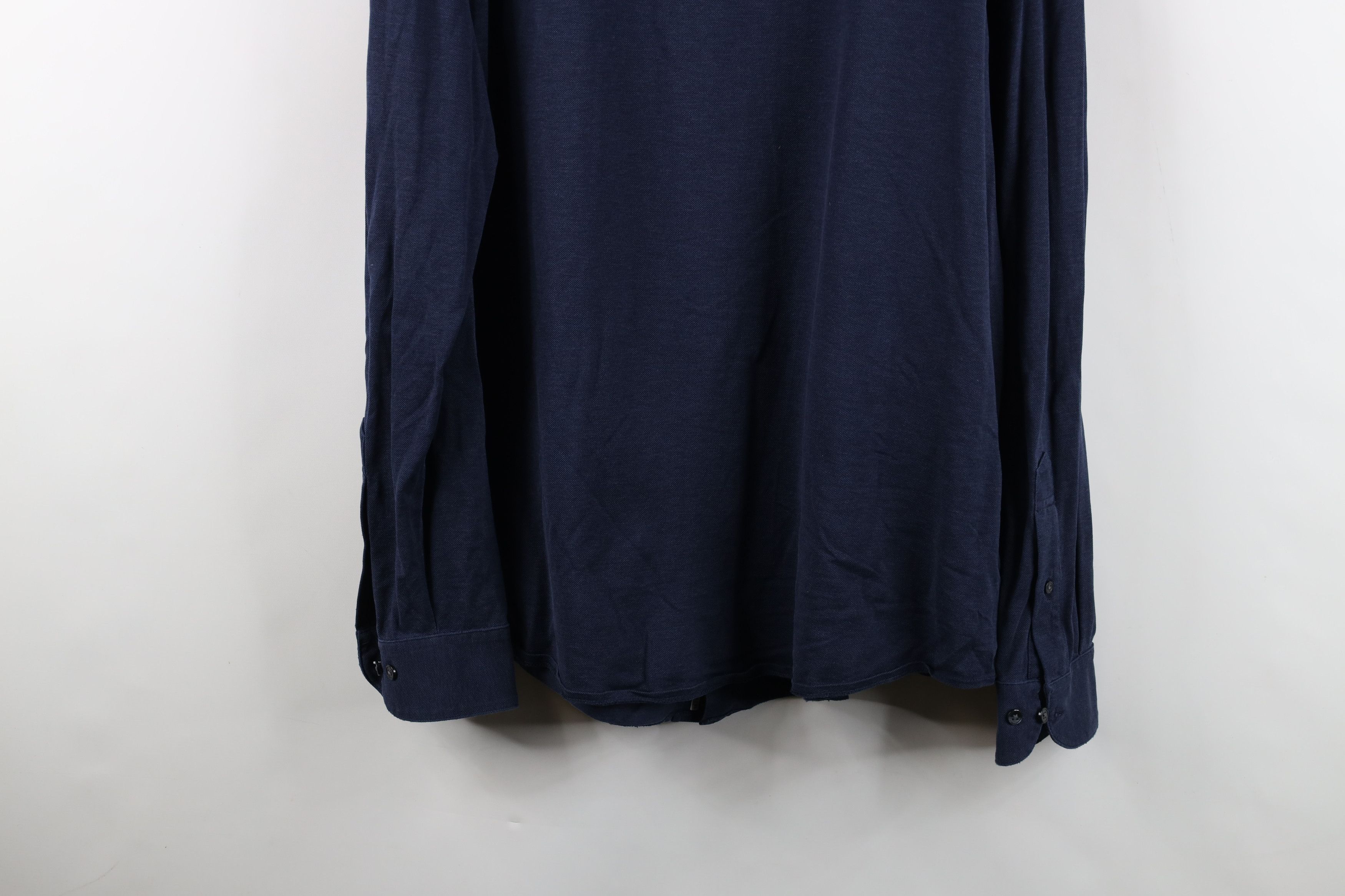 Brooks Brothers Brooks Brothers Cotton Knit Collared Button Down Shirt Blue Size US XL / EU 56 / 4 - 15 Thumbnail
