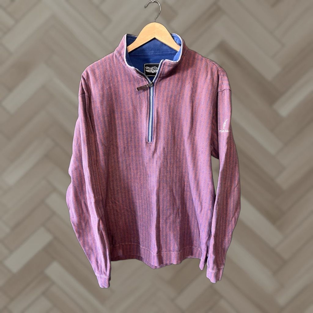 Vintage StraightDown Sweater XL Blue 1/4 Zip Waffle Knit Pullover Mens Size US XL / EU 56 / 4 - 1 Thumbnail