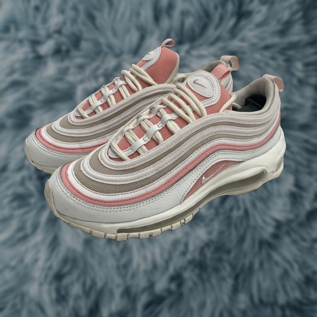 VINTAGE Nike Air Max 97 Sneaker Womens 6.5 White Pink Bleached Coral 2019 Nike Air Max 97 921733-104