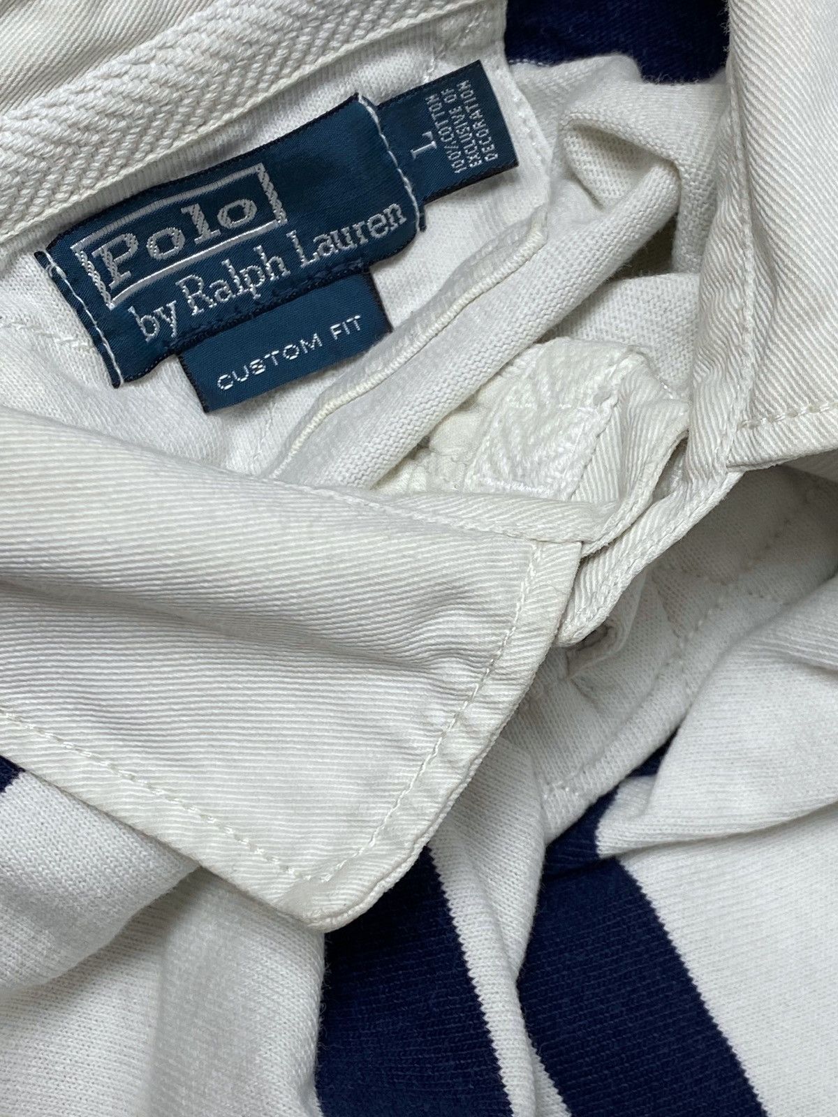 Polo Ralph Lauren Vintage POLO RALPH LAUREN Striped White Rugby Sweatshirt Size US XL / EU 56 / 4 - 4 Thumbnail