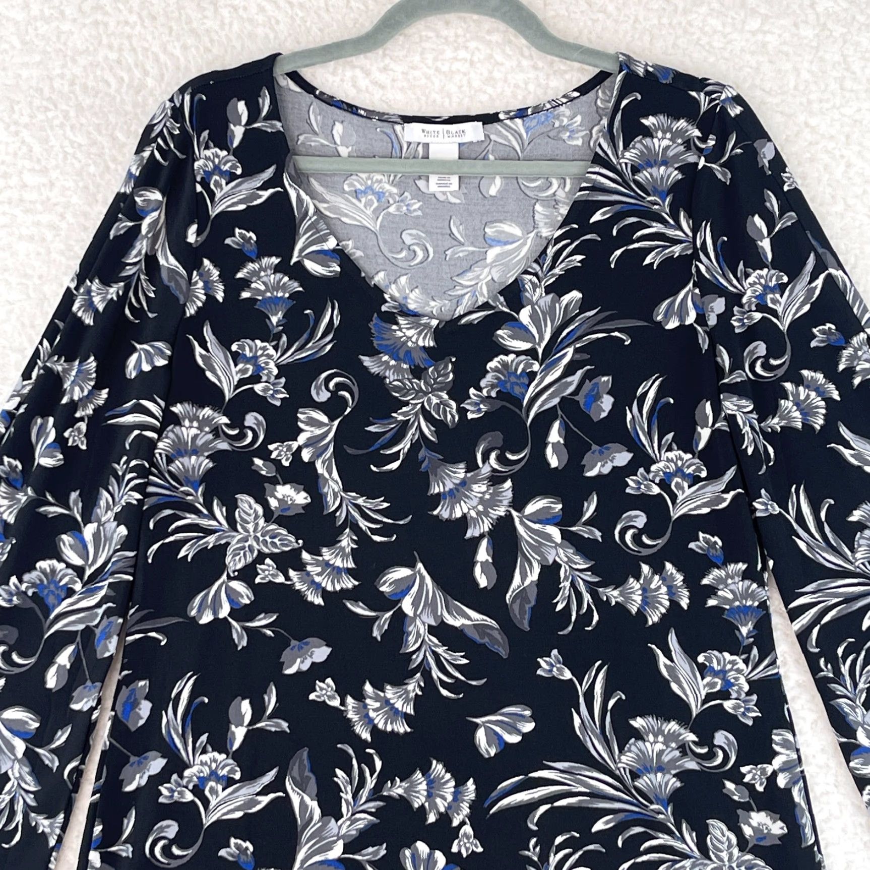 White House Black Market White House Black Market Dress Womens Medium 3/4 Sleeve Black Floral Print Size M / US 6-8 / IT 42-44 - 2 Thumbnail