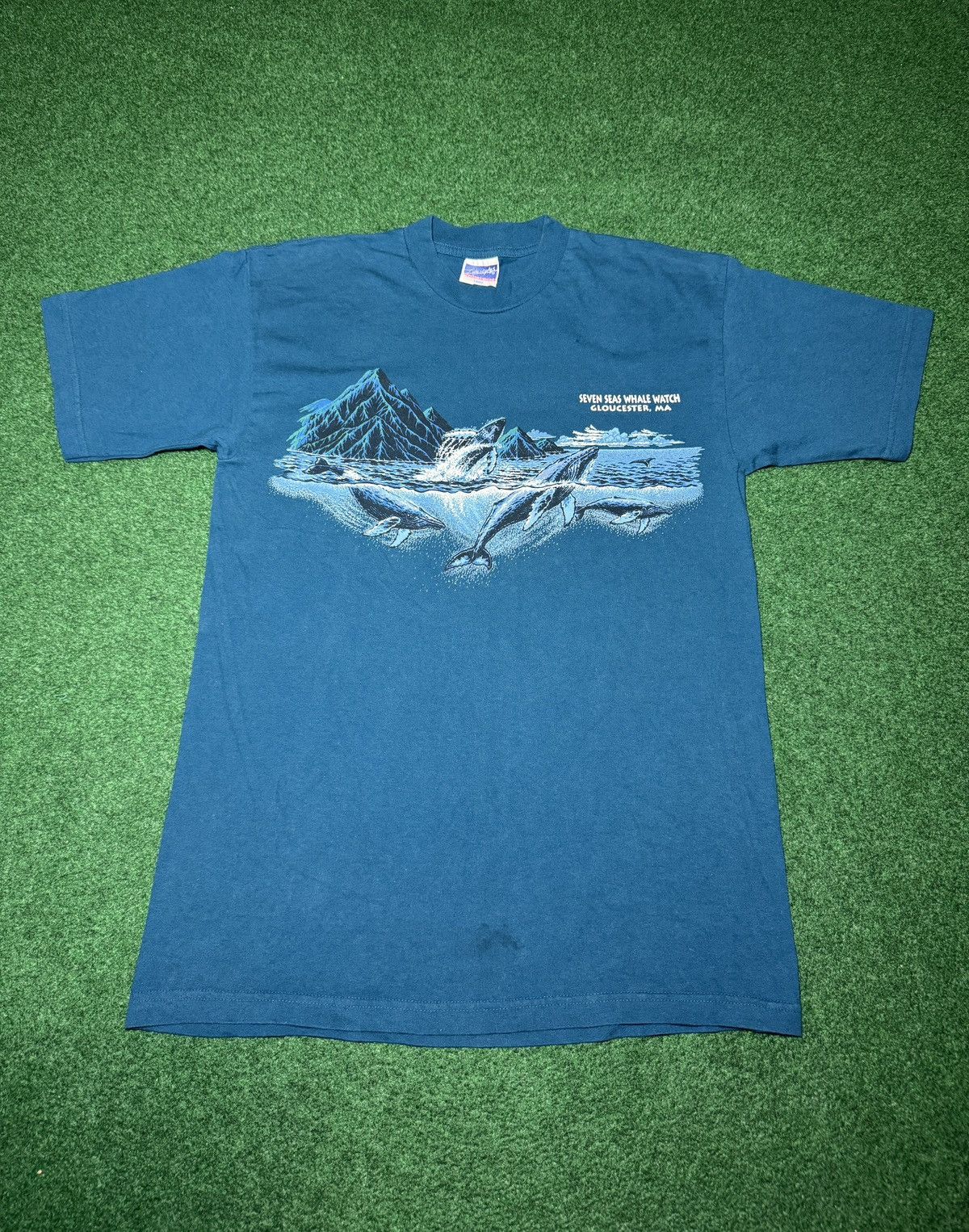 Vintage Whale Watch Seven Seas Animal Print L Gloucester MA T Shirt Size US L / EU 52-54 / 3 - 1 Thumbnail
