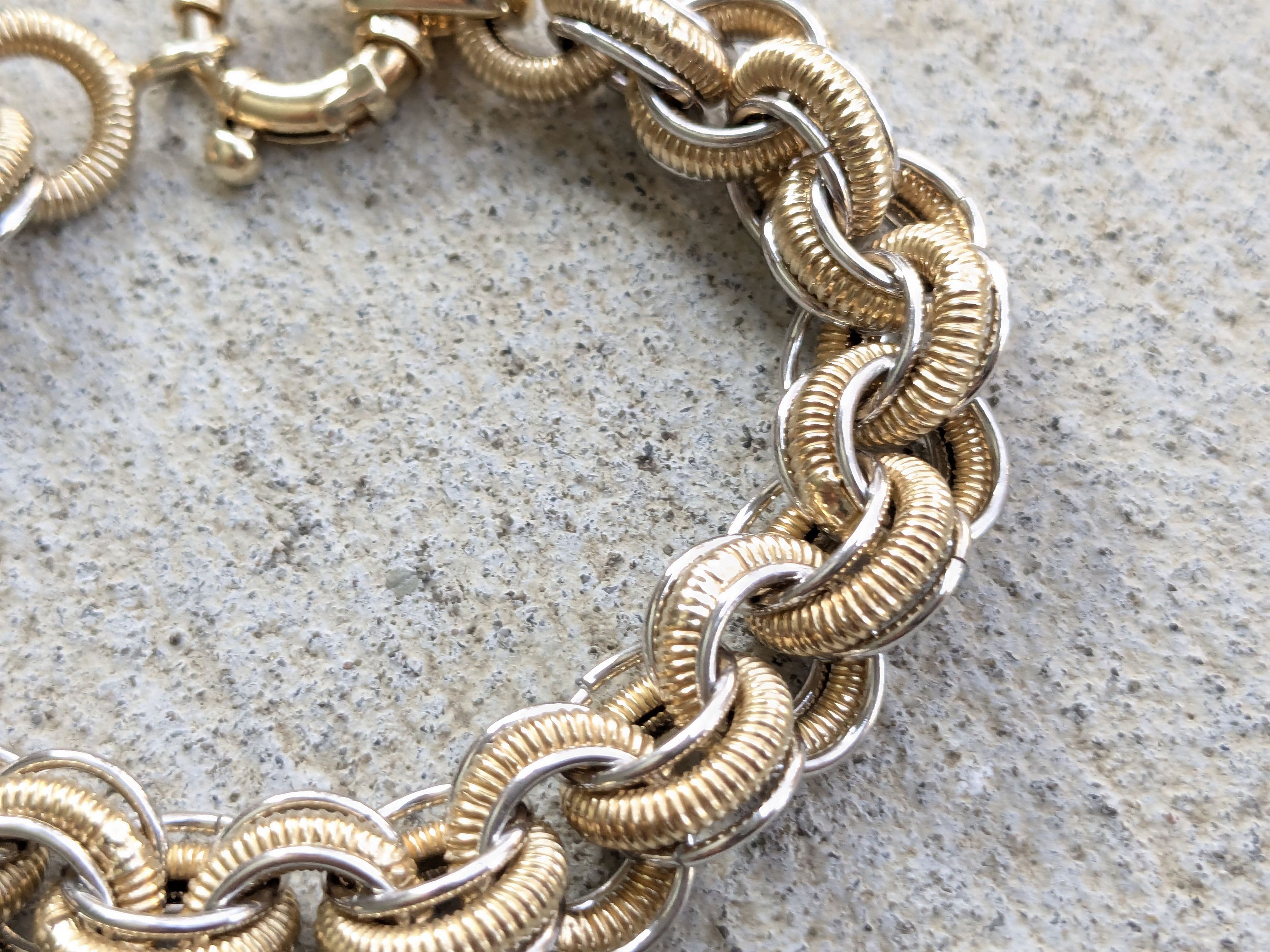 Sterling Silver Milor Sterling Silver Bracelet Round Vermeil Gold Plated 7.5 Size ONE SIZE - 4 Thumbnail