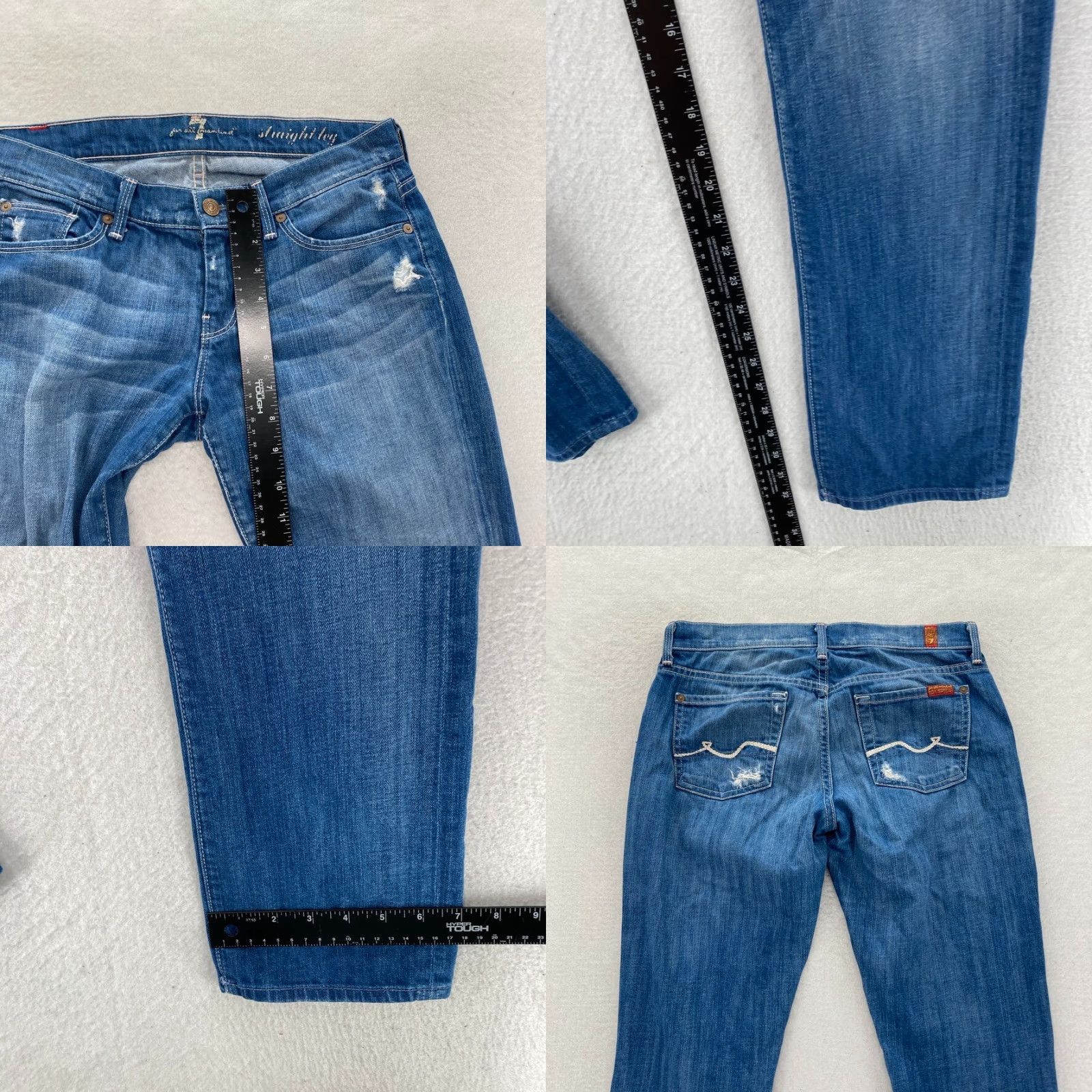 7 For All Mankind 7 For All Mankind Jeans Women's 27 Straight Leg Medium Wash Blue Stretch Denim - 5-Pocket - Regular - Size 27 - Womens Jeans Size 27" / US 4 / IT 40 - 8 Thumbnail