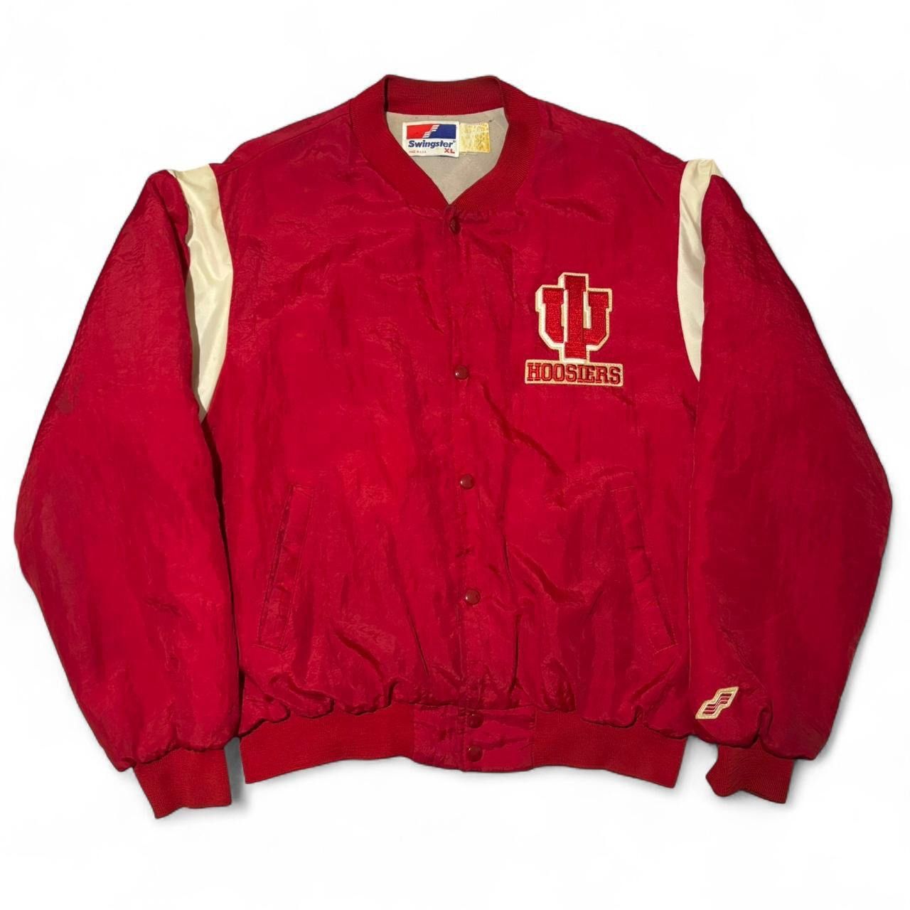 Swingster Vintage 70s Red Nylon Boxy Button-Up Varsity Jacket Size US XL / EU 56 / 4 - 1 Thumbnail