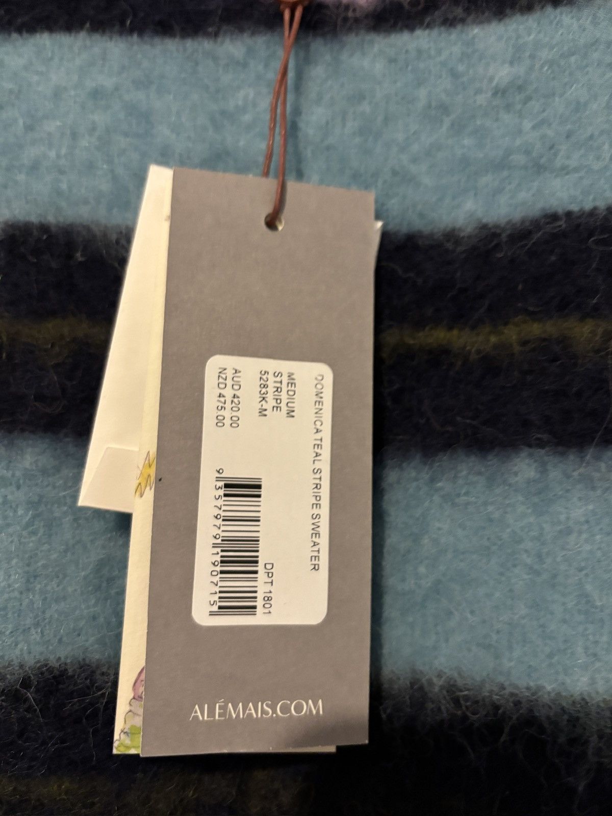 ALEMAIS Alemais Domenica Teal Striped Sweater Size XL / US 12-14 / IT 48-50 - 6 Thumbnail