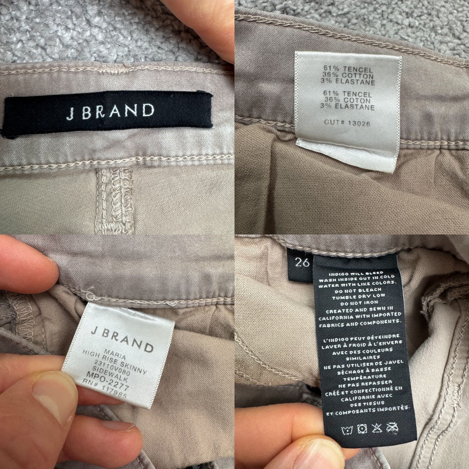 J Brand J Brand Maria High Rise Skinny Denim Jeans Women 26 Sidewalk Taupe Brown Stretch Size 26" / US 2 / IT 38 - 8 Thumbnail