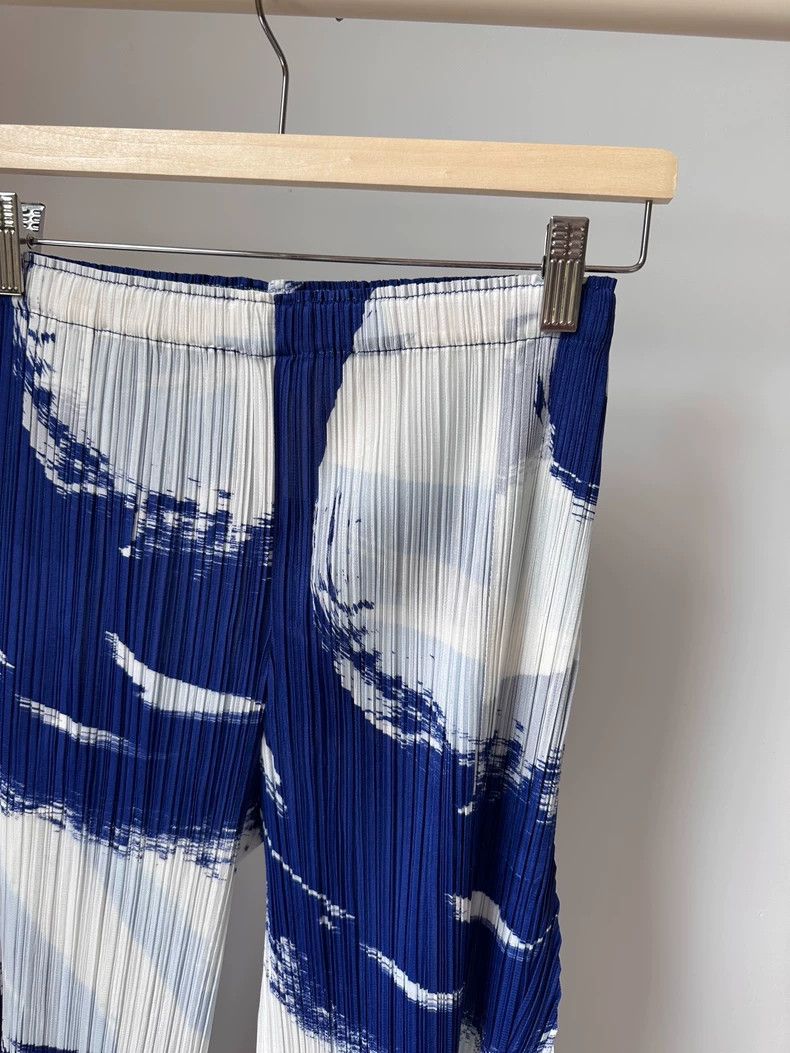 Issey Miyake Issey Miyake size:2 Blue white cloud pleated long pants Size 32" / US 10 / IT 46 - 4 Thumbnail