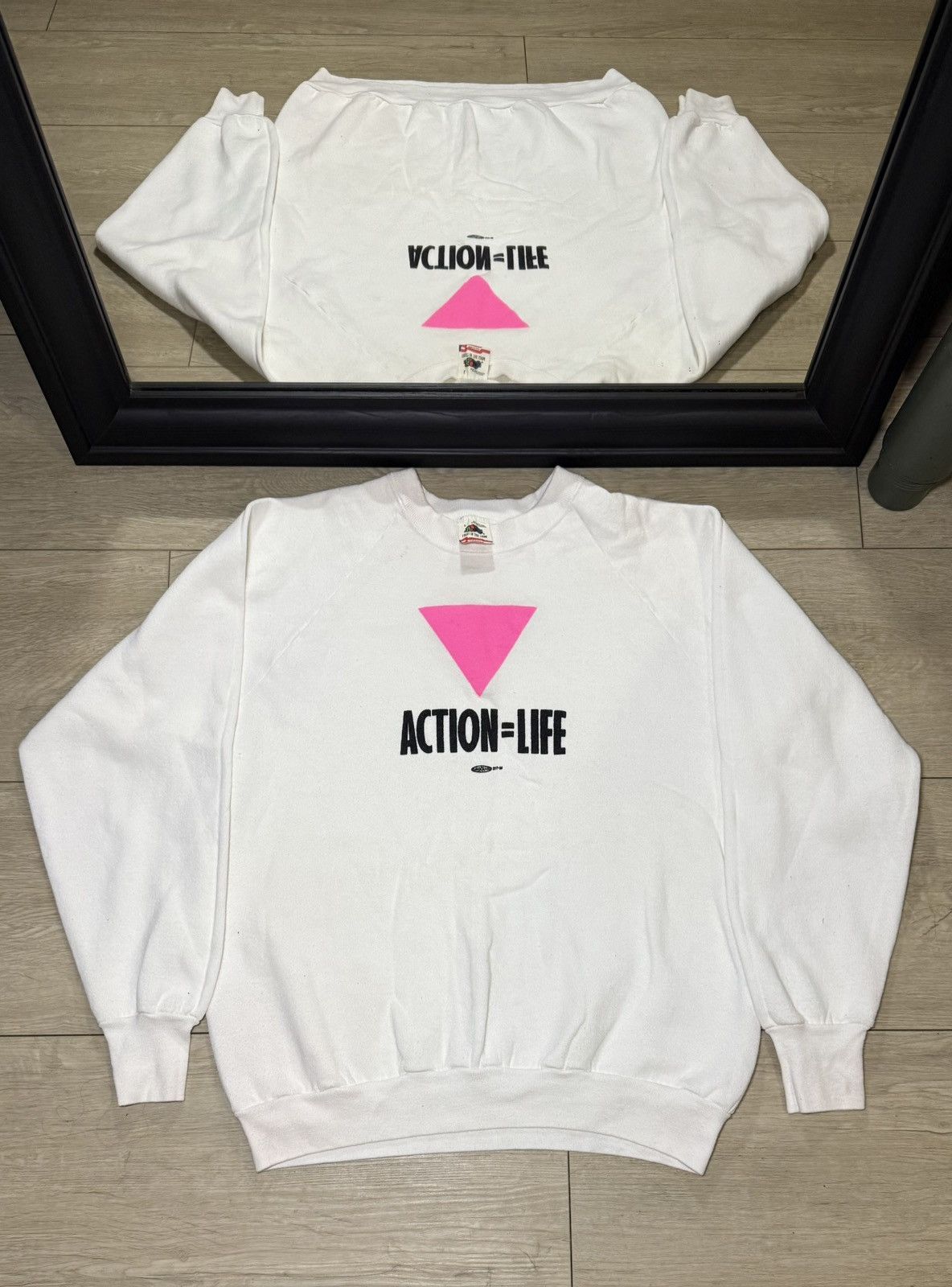 Vintage 1980s Action = Life Raglan Crewneck Sweatshirt