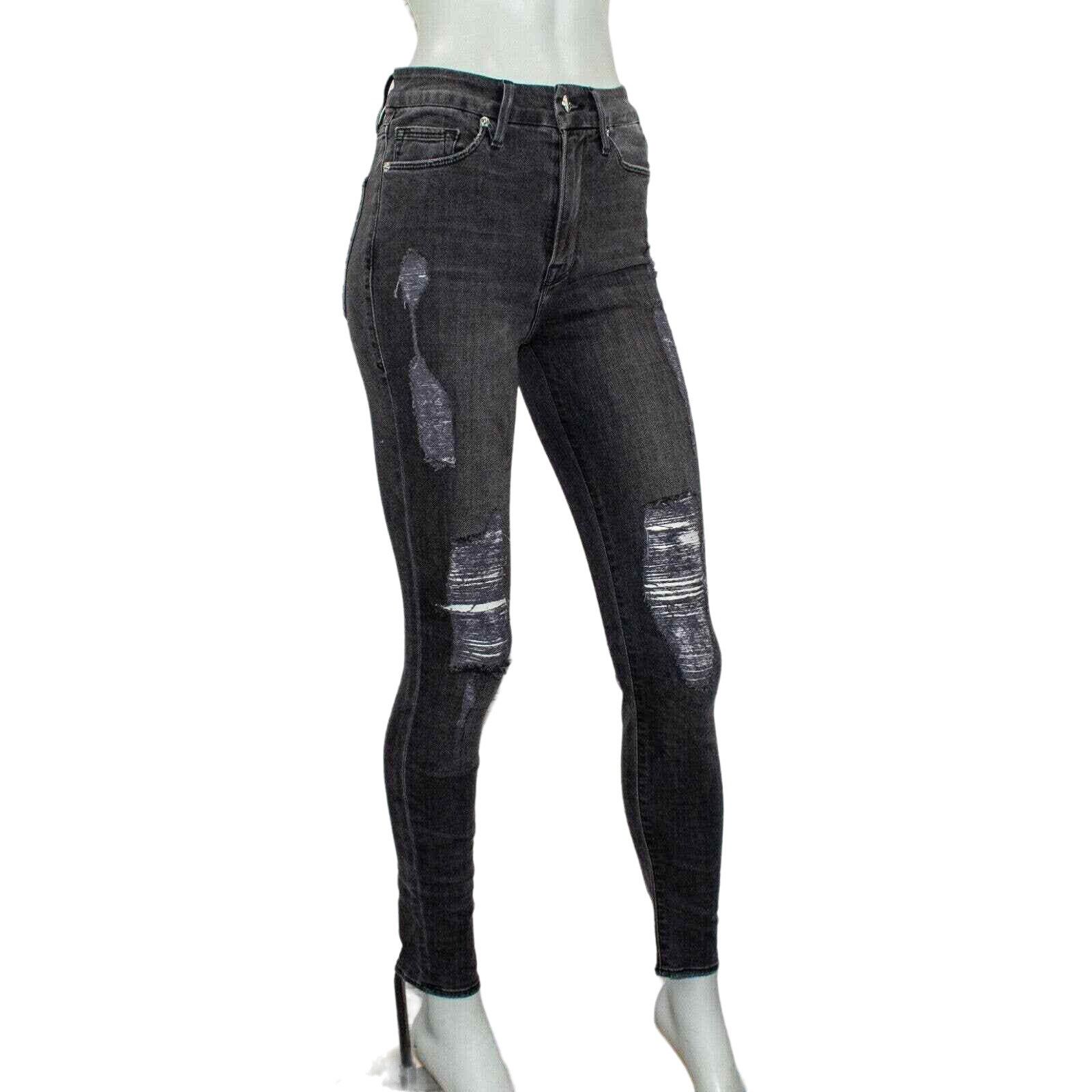 Good American GOOD AMERICAN Good Waist Denim Jeans Destressed Ripped Wash Size 26" / US 2 / IT 38 - 3 Thumbnail
