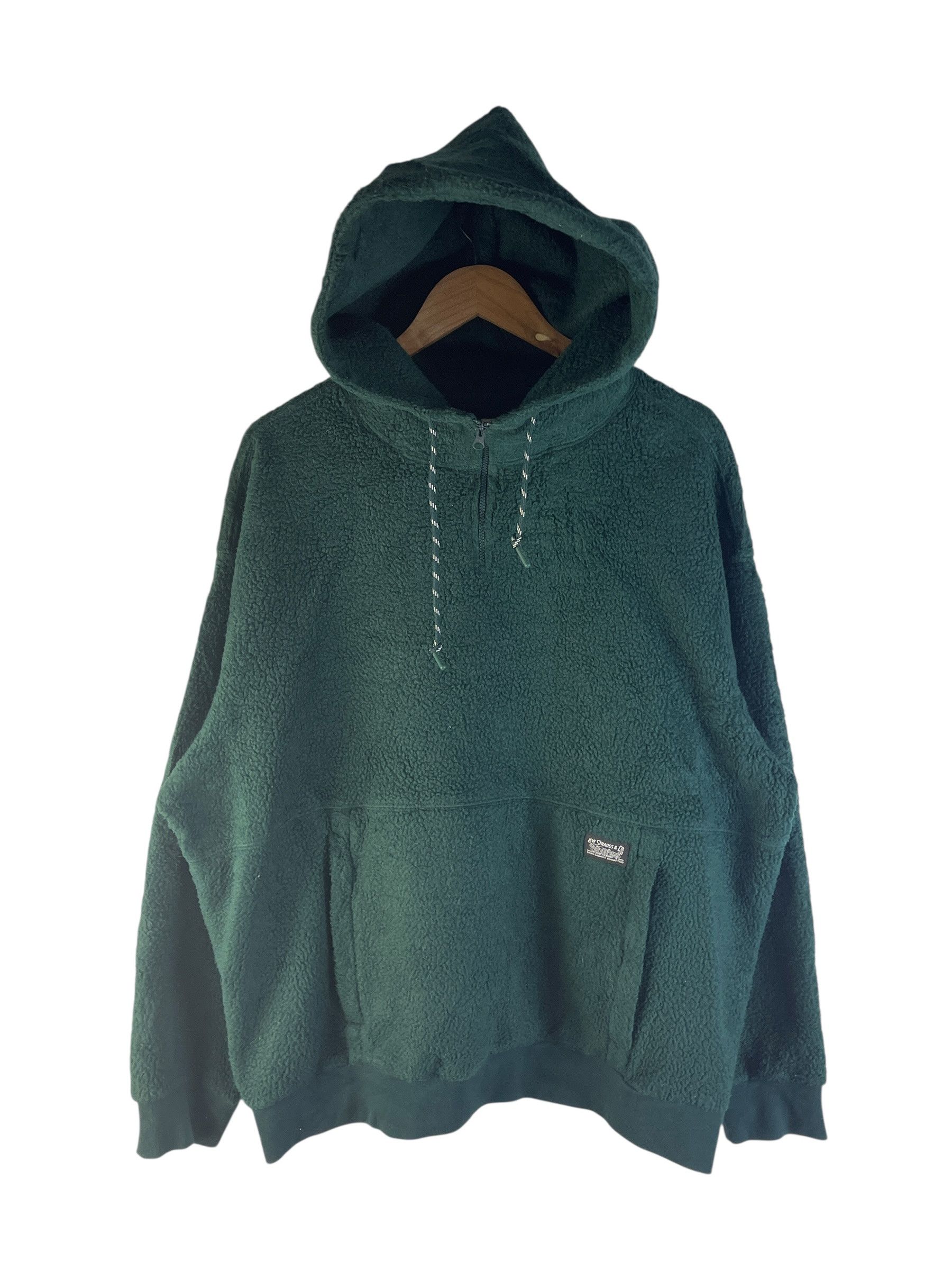 Levi's Levi’s Sherpa Fleece Quarter Zip Hoodie Forest Green XL Size US XL / EU 56 / 4 - 1 Thumbnail