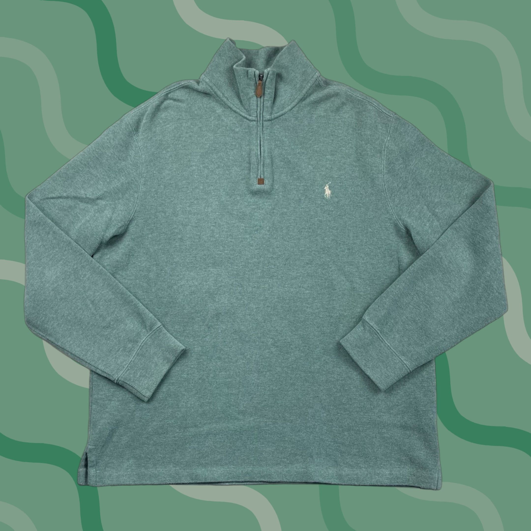 Polo Ralph Lauren VINTAGE Polo Ralph Lauren Sweater Shirt XL Men 1/4 Zip Pullover Pony Logo Green Cotton Knit Size US XL / EU 56 / 4 - 1 Thumbnail