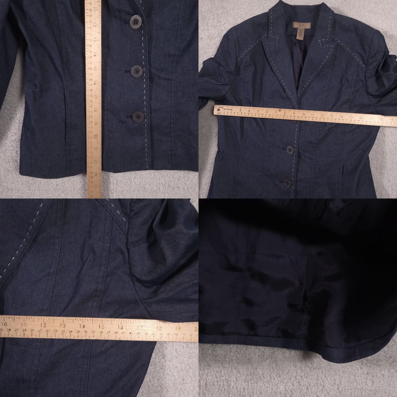 Vintage VINTAGE i.e. Blazer Womens 12P Blue Denim Three Button Lined Petite Jacket Career Size XL / US 12-14 / IT 48-50 - 8 Thumbnail