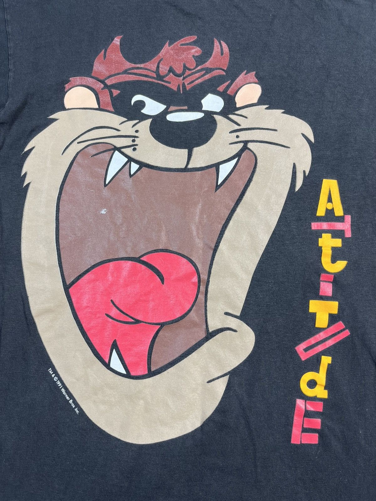 Warner Bros Vintage Taz Tasmanian Devil Tee 1991 Big Logo Black L Size US L / EU 52-54 / 3 - 4 Thumbnail
