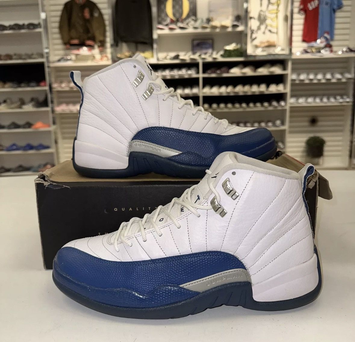 Pre-owned Jordan Brand Size 10 - Jordan 12 Retro French Blue 2016 Shoes In White