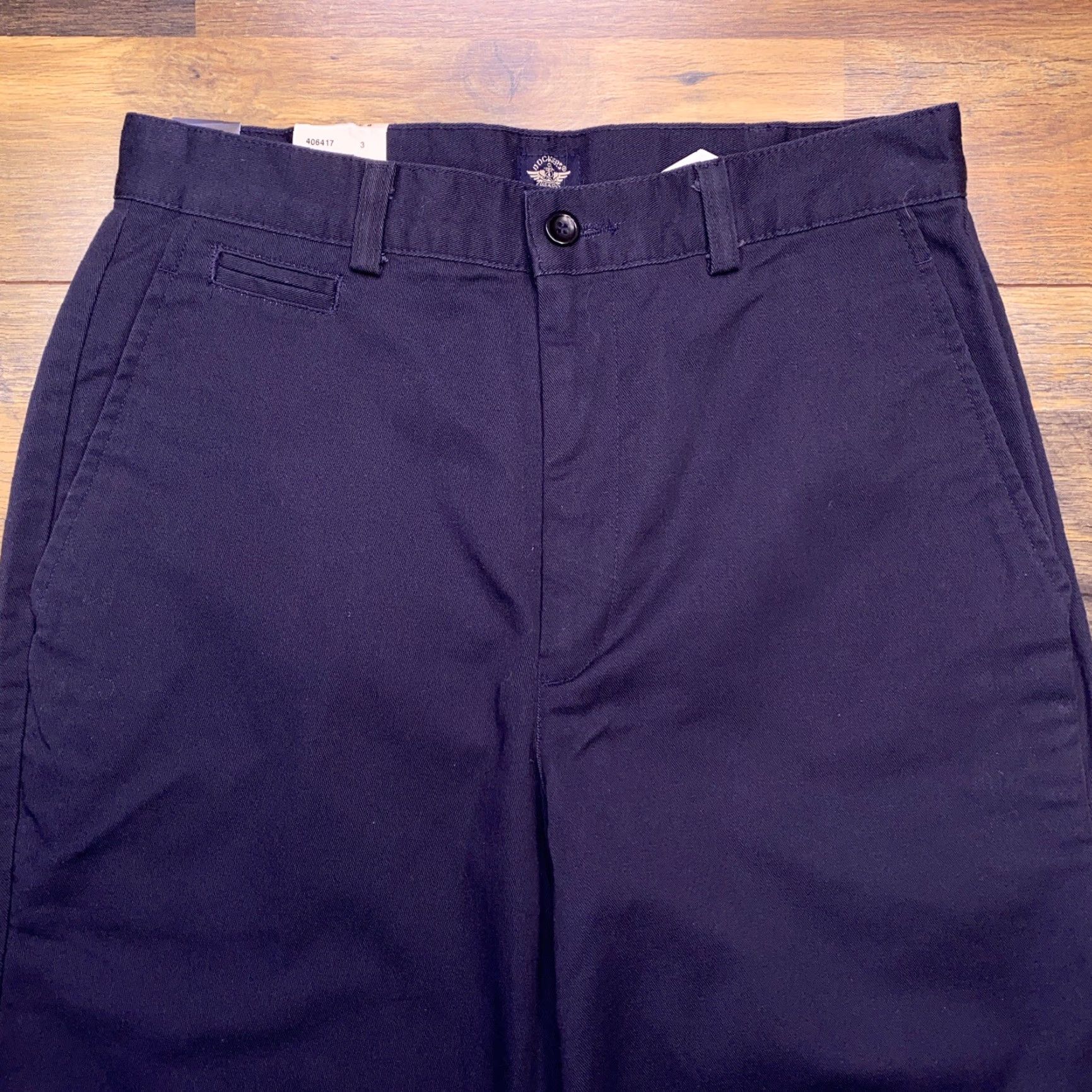 Dockers VINTAGE DOCKERS Khakis Pants Flat Front Blue Womens 8M Regular Straight High Rise Cotton Twill Size US 8 / IT 38 - 3 Thumbnail