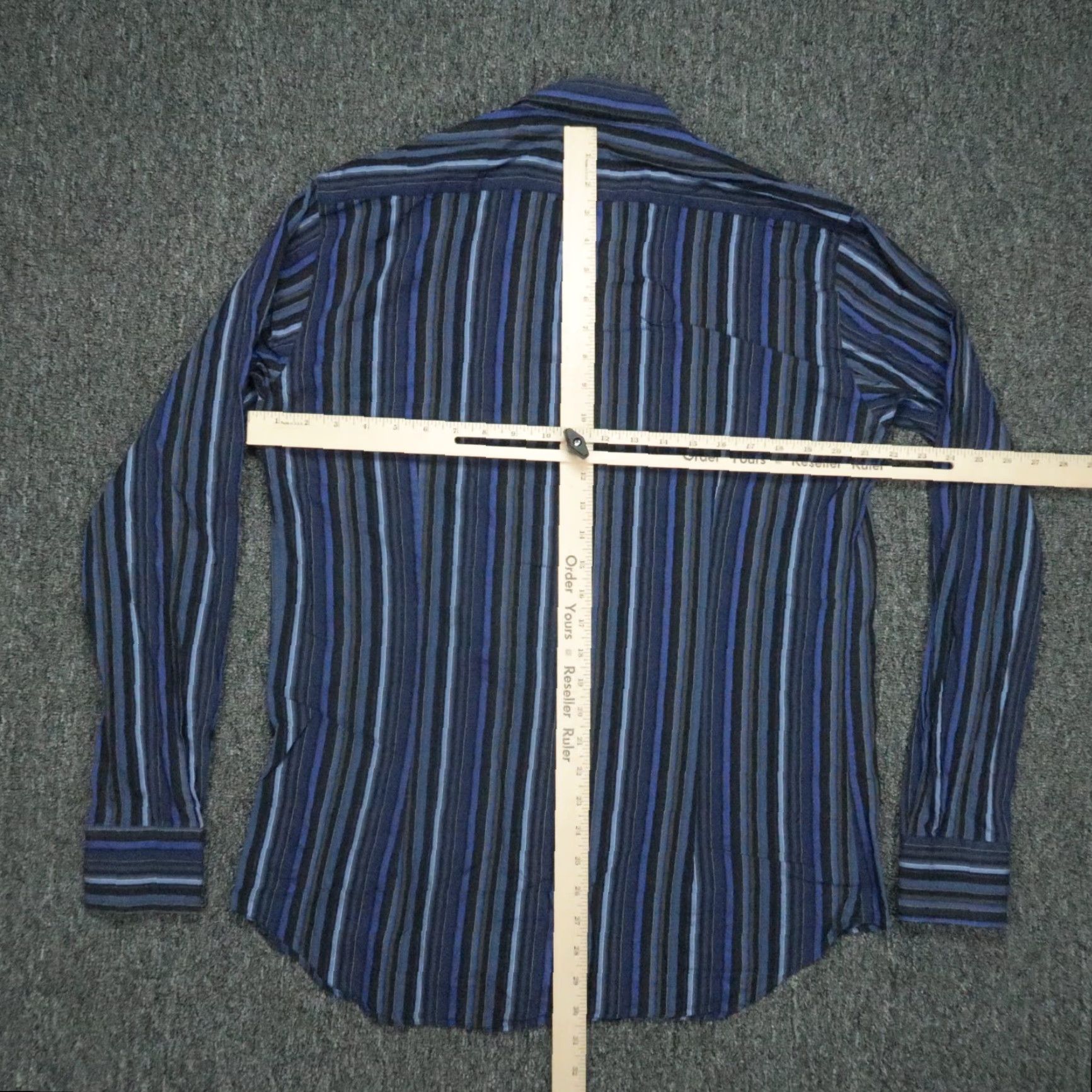 Etro ETRO Blue Black Striped Button-Up Shirt Mens Large Long Sleeve Slim Fit Italy Size US L / EU 52-54 / 3 - 4 Thumbnail