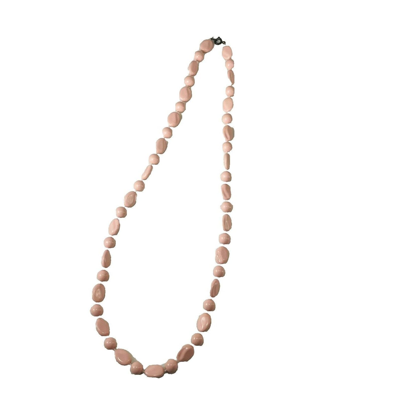 Vintage Pale Pink Rotating Sphere And Oval On White String Necklace Size ONE SIZE - 2 Thumbnail